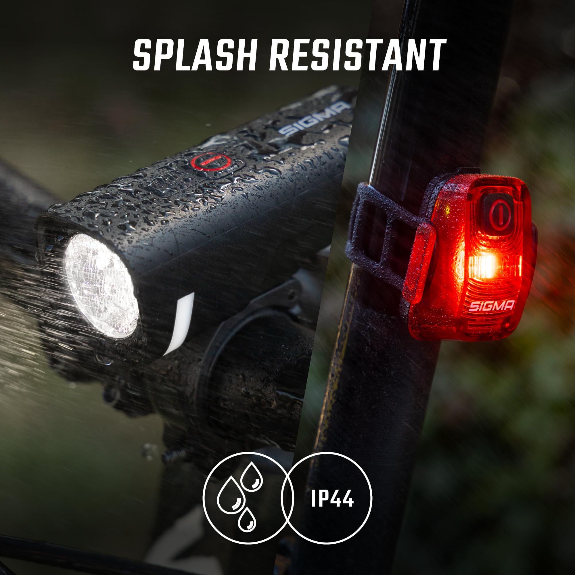 SIGMA LED Fahrradlicht Set Aura 50/ Hiro 10 | StVZO zugelassenes, akkubetriebenes Vorderlicht und Rücklicht | wetterfestes, wiederaufladbares Beleuchtungsset mit USB-C
