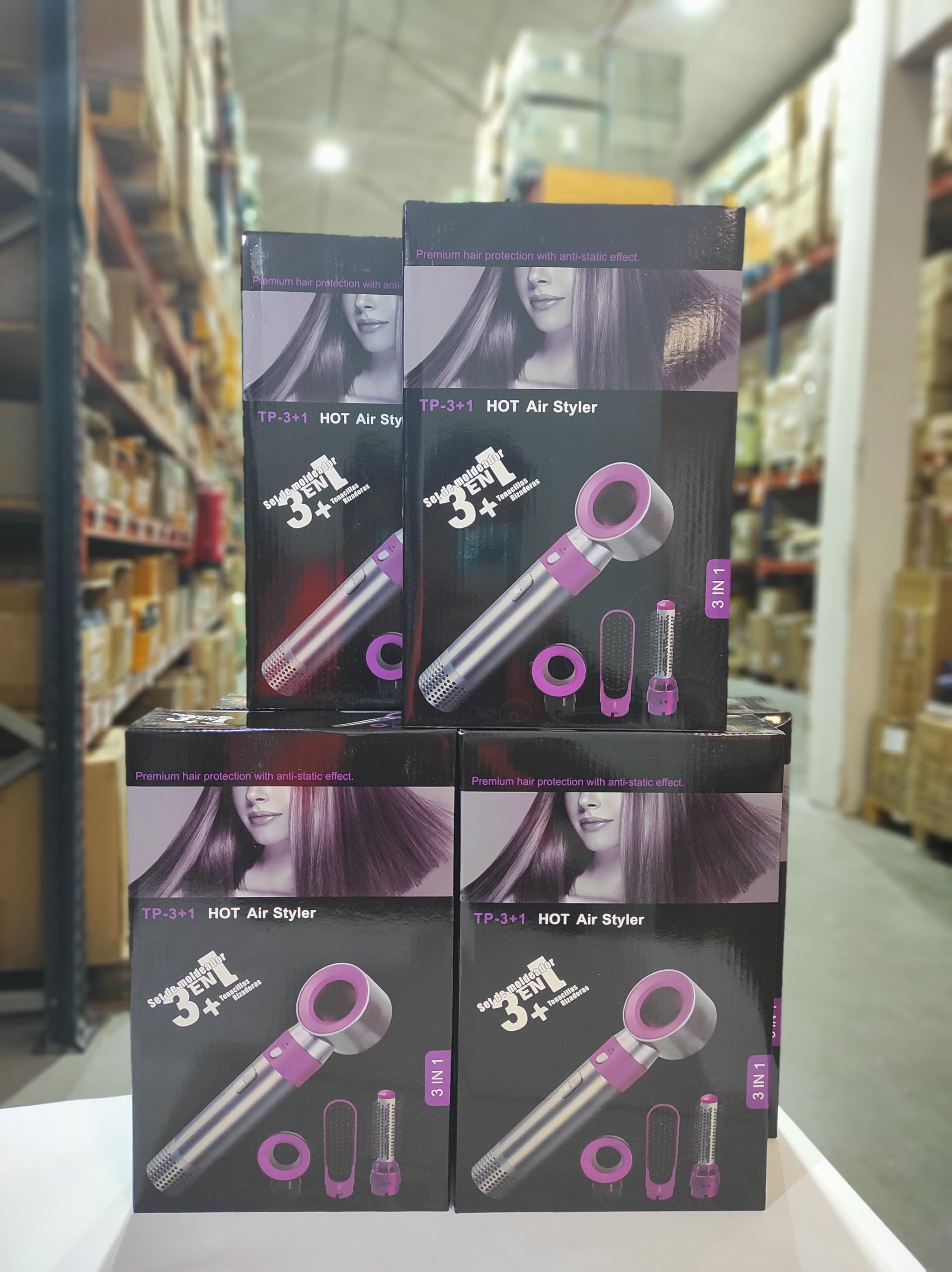 MayMax Cepillo Moldeador de Pelo 3 en 1 - Seca, alisa y da volumen en un solo paso, aire caliente con revestimiento ceramico suave, ideal para peinados rapidos en casa