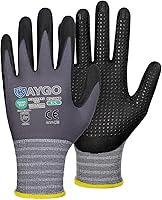 Vista 15 de KAYGO MicroFoam - Guantes de trabajo con revestimiento de nitrilo, 12 pares KG19N de nailon de punto sin costuras, micropuntos para un mejor agarre