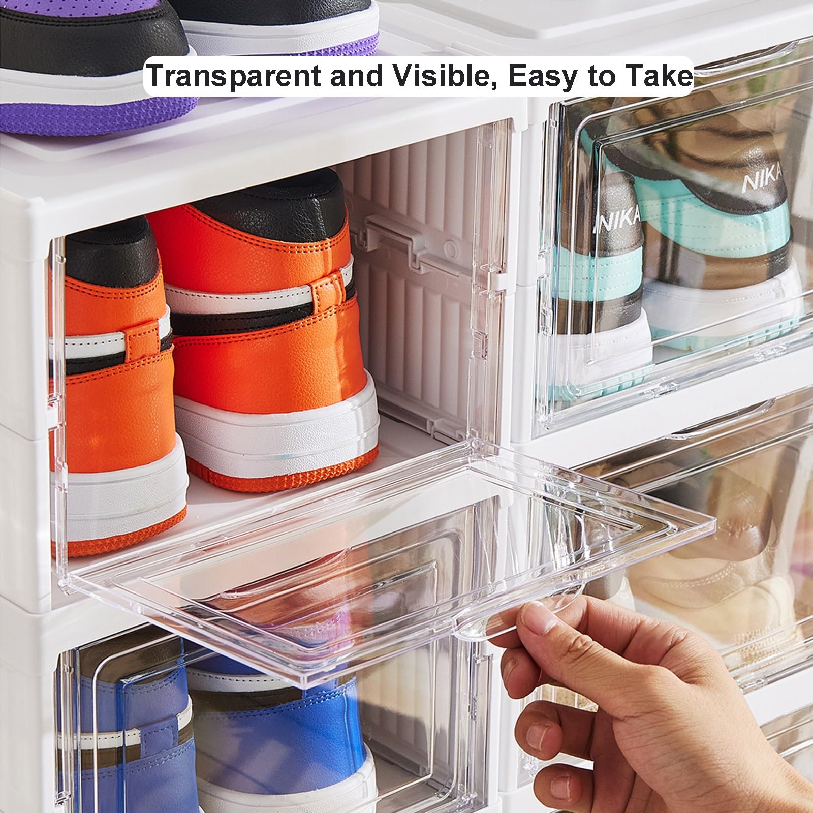 Range-chaussures 16 Compartments - Organisateur Gain De Place Avec Couvercle Transparent