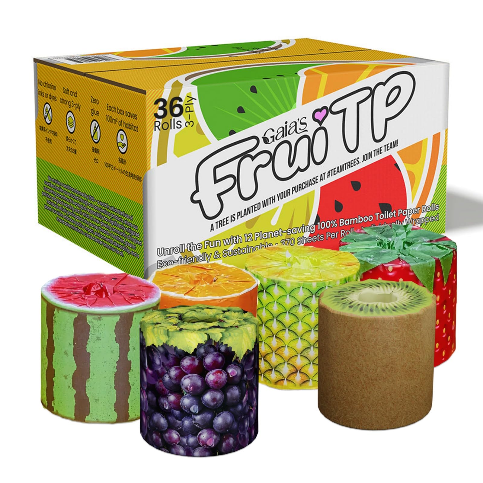 Amazon.com: Gaias Premium and Soft Fruit TP Organic Bamboo Toilet
