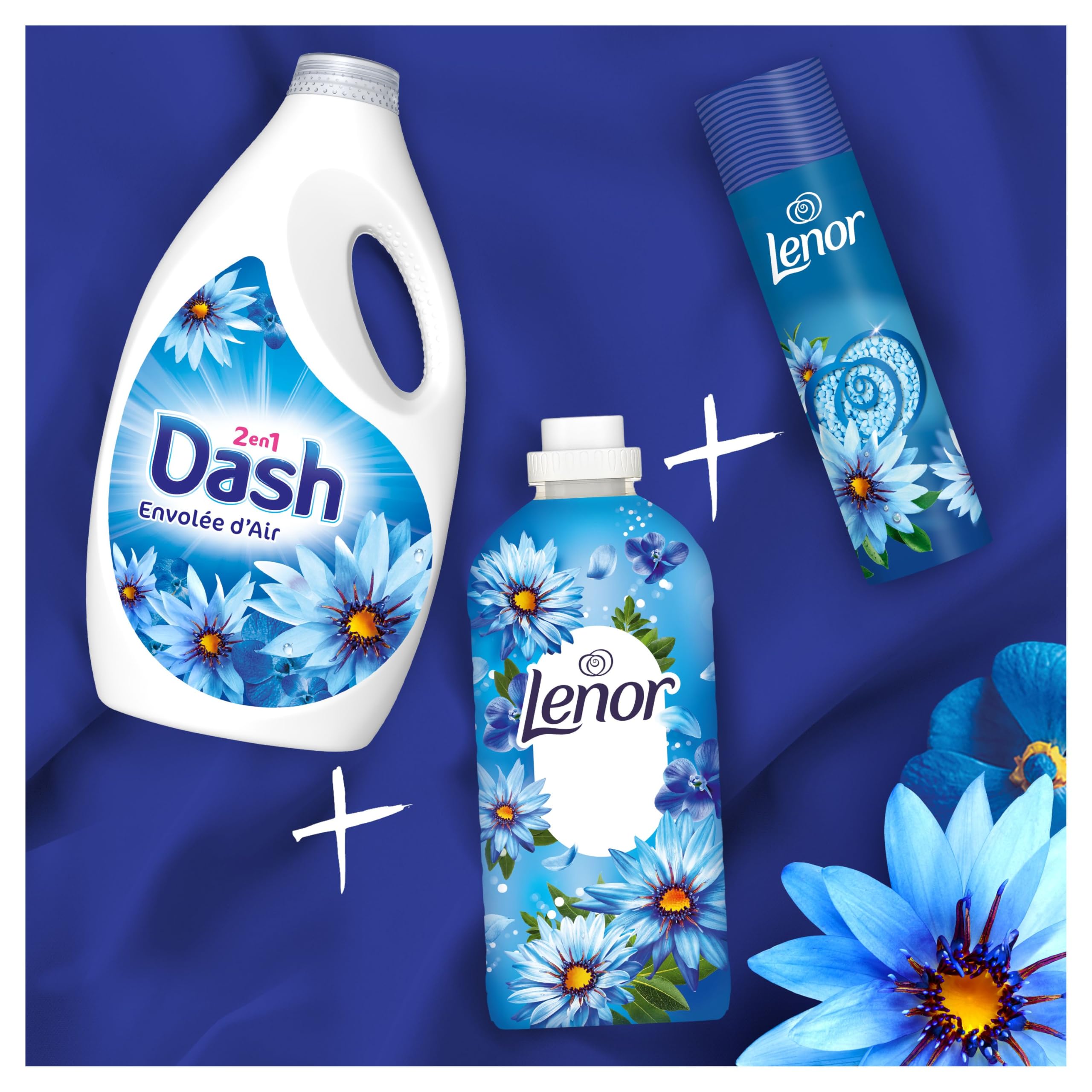 Dash 2en1 Lessive Liquide, 120 Lavages (4X30), Parfum Envolée d'Air, Jusqu'à 3 Semaines de Fraîcheur, Fabriqué en France