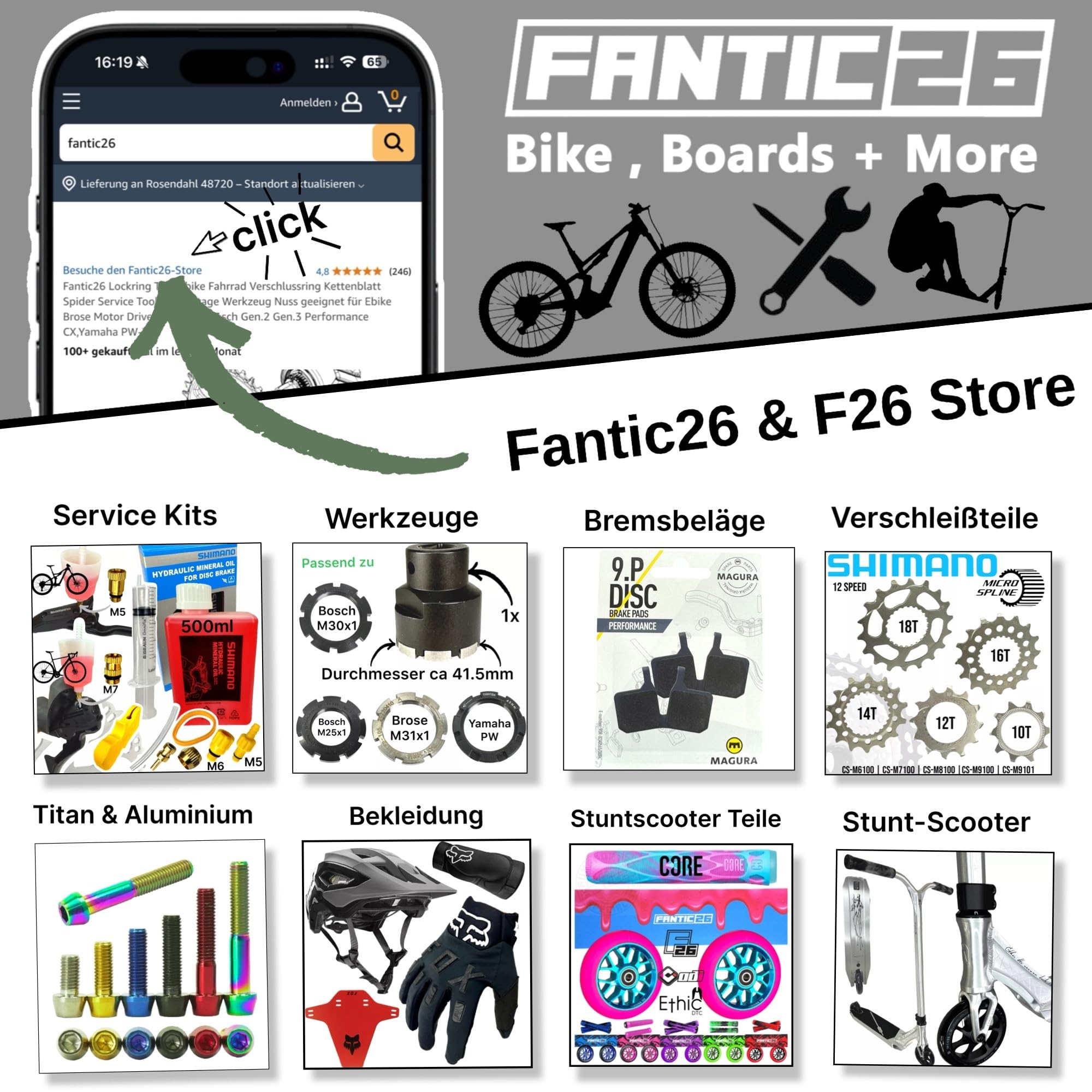 CORE Stunt Scooter Trick Roller da 110 mm I ABEC 9 I per principianti e professionisti, a partire dai 5 anni, 78-96 cm di altezza I + adesivo Fantic26