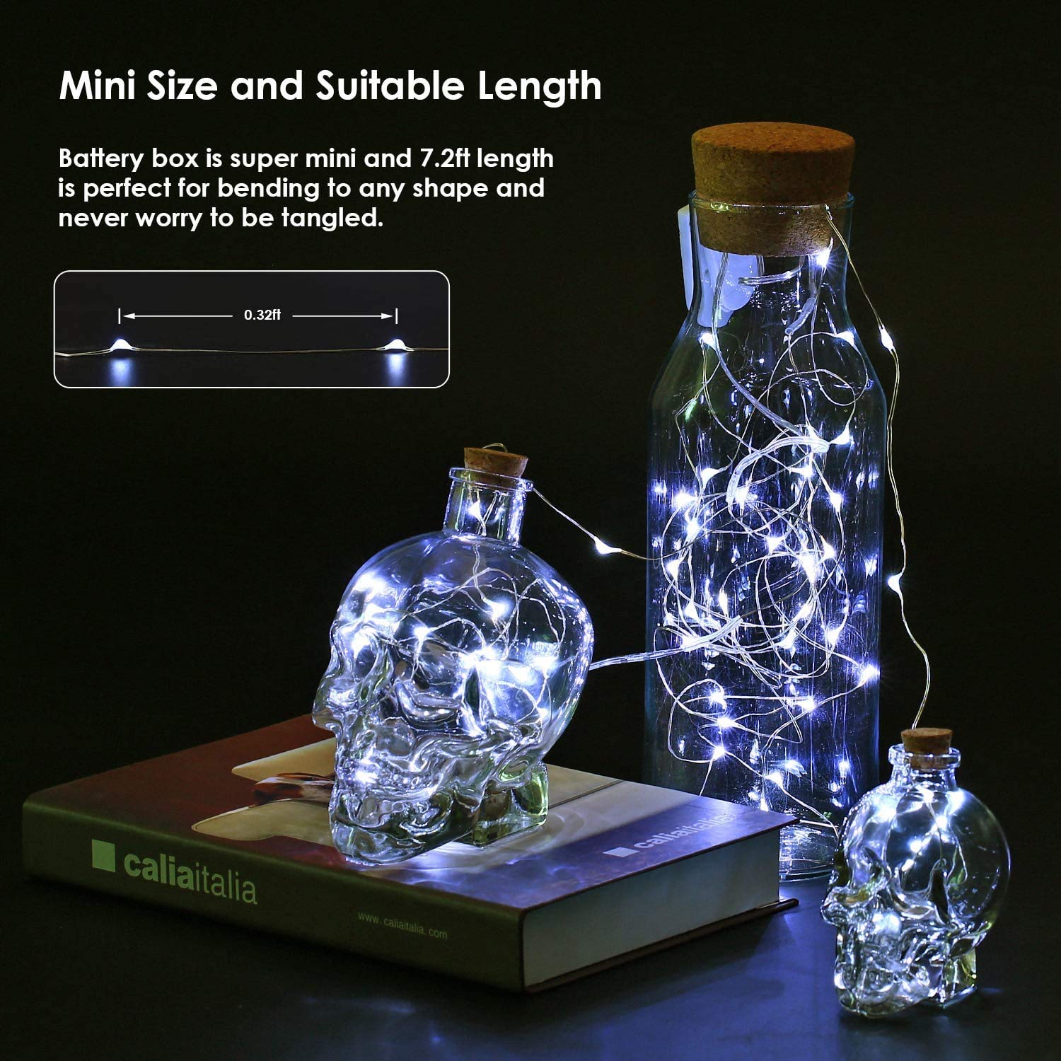 [8 Pezzi] BrizLabs 2M 20LEDs Luci Stringa Filo Di Rame Bianco Freddo Lucine Decorative a Batteria, Micro Argento Impermeabile Luci Per Camera Feste Giardino Natale (Viene fornito con 8 batterie extra)