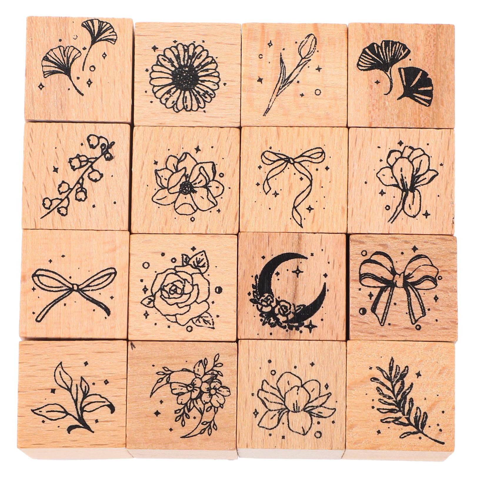 HOMSFOU 4 Sätze Kinderstempelblöcke Zahlenstempel Nach Maß Geburtstag Personalisierte Kinderstempel Journaling Namensstempel Blumenstempel Blumen Klare Stempel Etiketten 16 Stück * 4