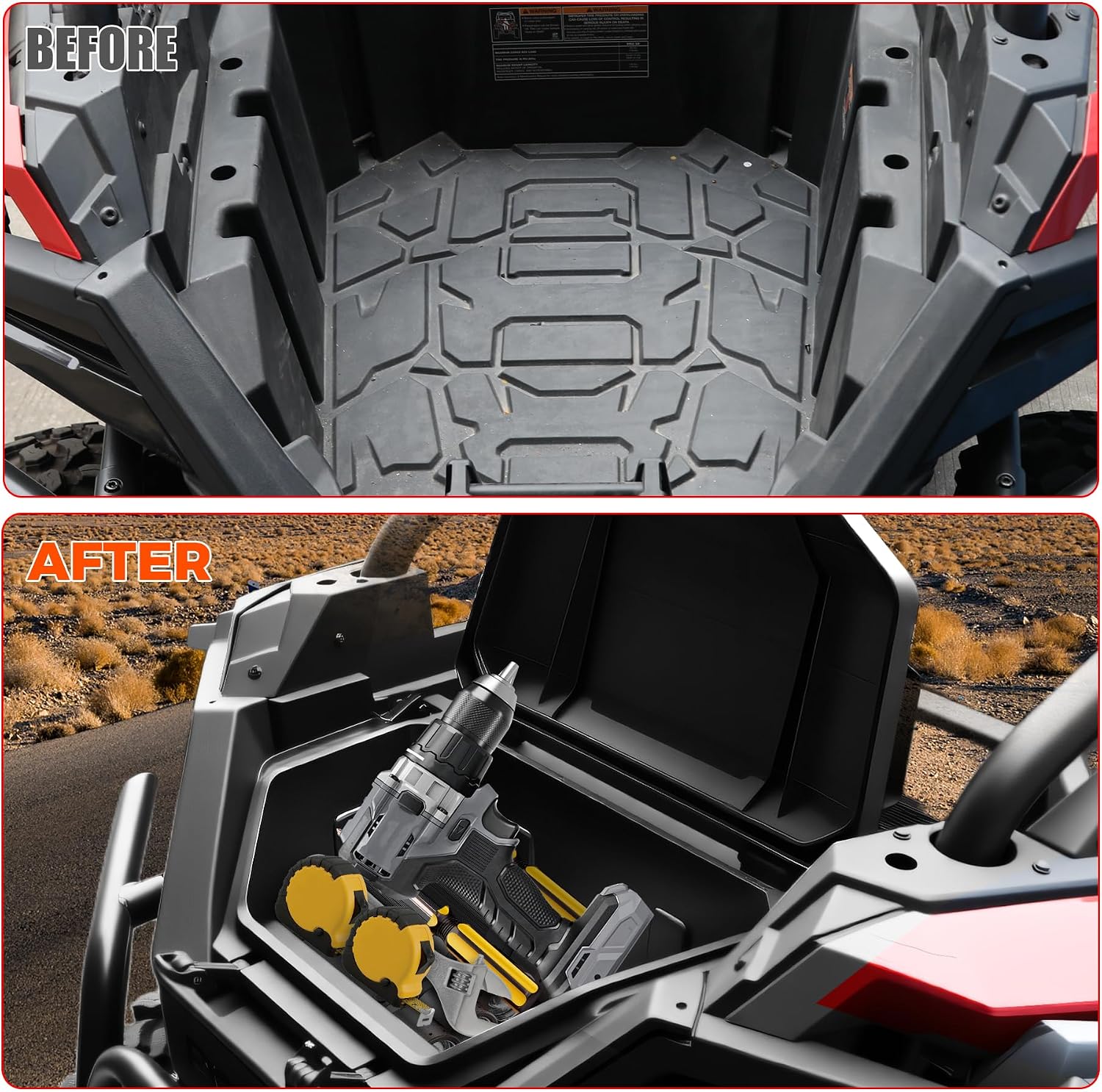 42QT Rear Cargo Box for Polaris RZR Turbo R/PRO S PRO XP 2020-2026 | Upgraded Cargo Storage Box, Poly Water Resistant, 2 Lockable Latche, Replace OEM #2883752