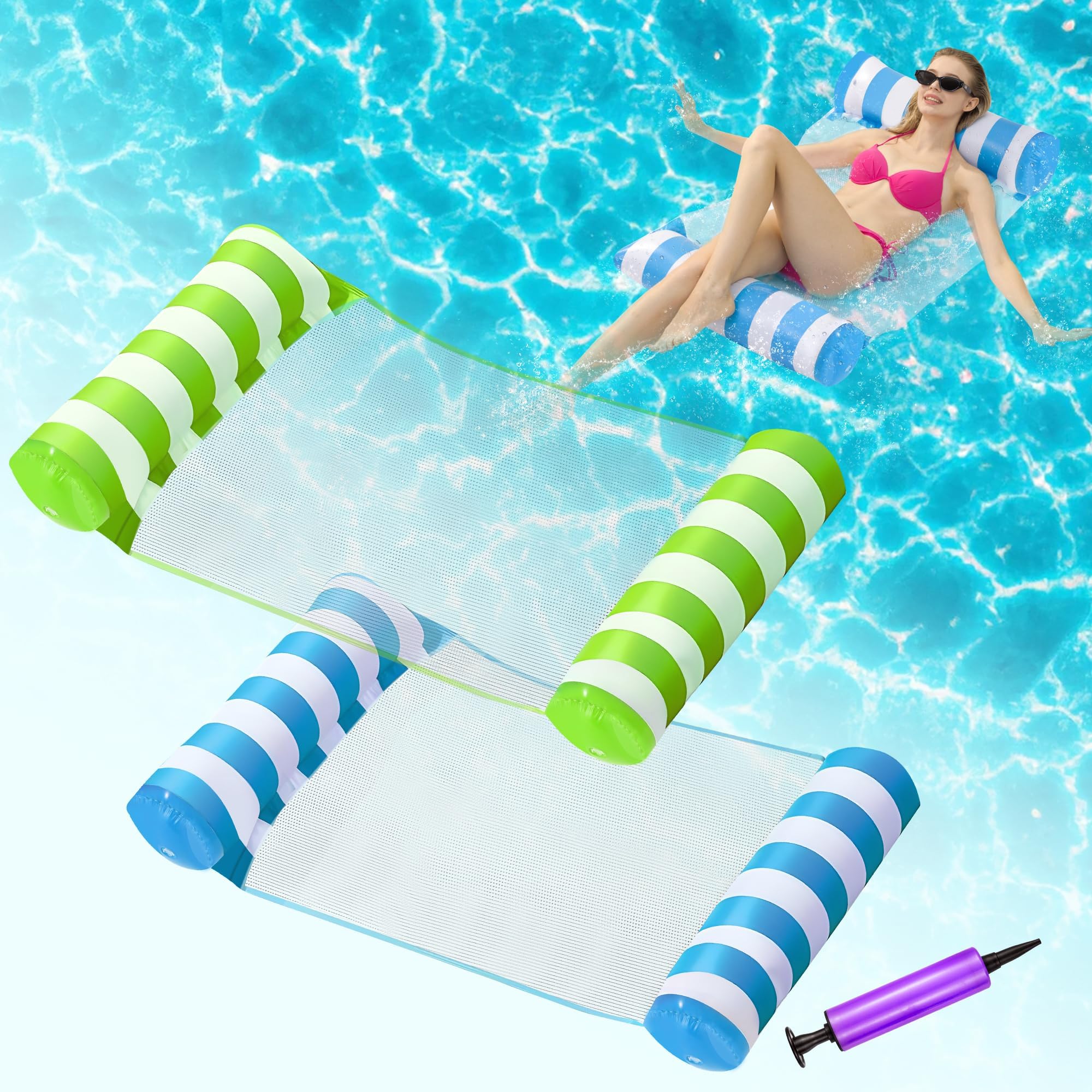 Blue Inflatable Pool Hammock, Floating Hammock, Inflatable Mattress Blue Inflatable Pool Hammock, Floating Hammock, Inflatable Mattress