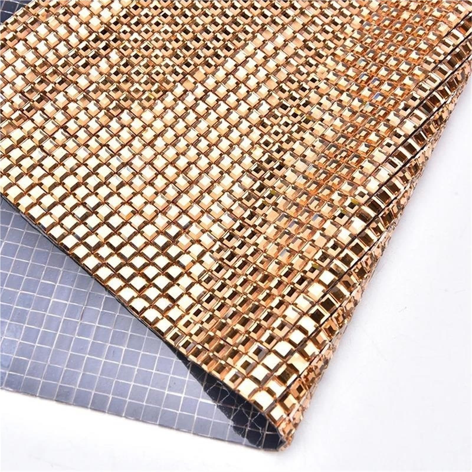 Strass Applique tyran or verre pierres carrées maille 24 * 40 cm feuille autocollant de voiture(3.0mm,24 X 40CM_SELF ADHESIVE)