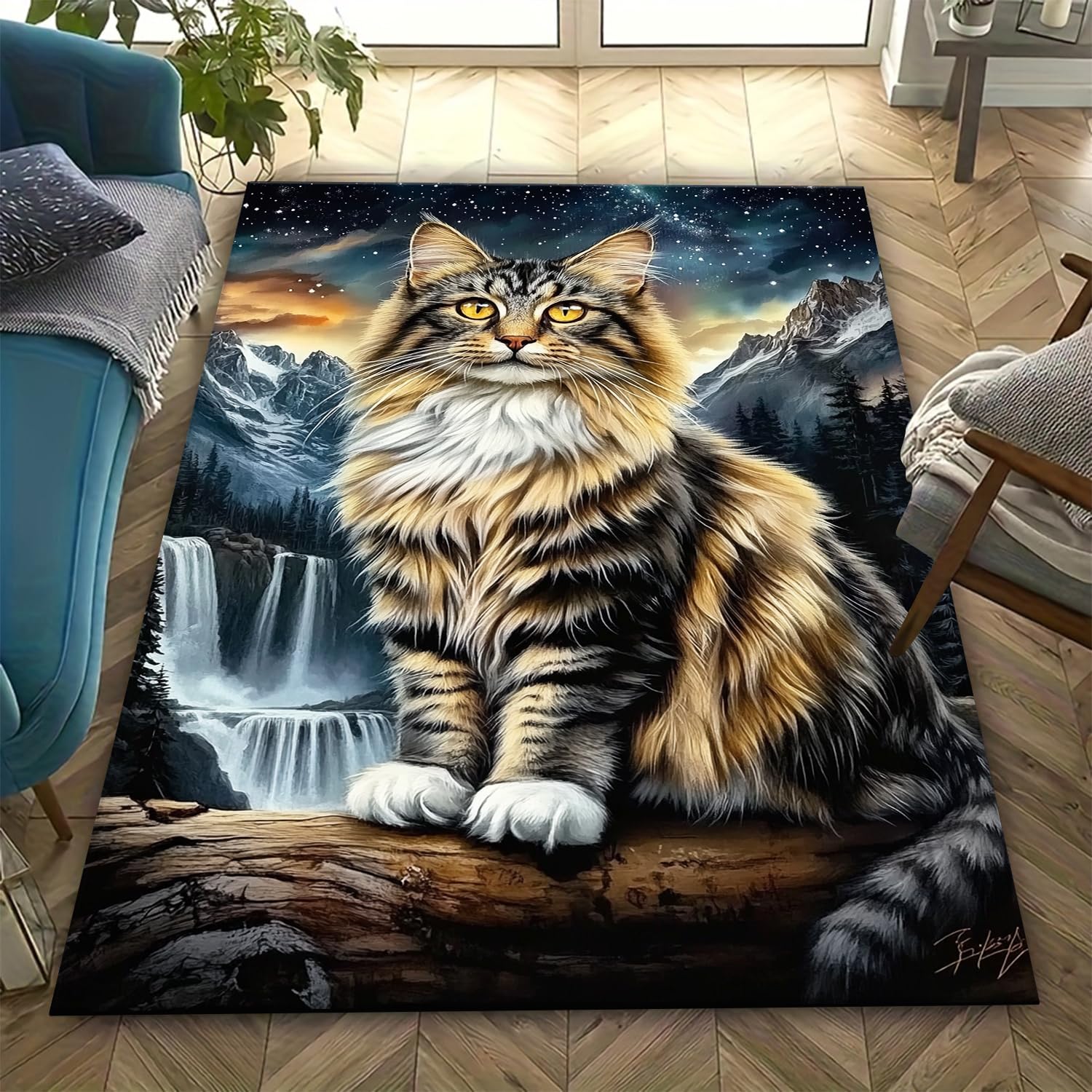 Tapis de cuisine chat 3D 200x300 cm avec support caoutchouc antidérapant