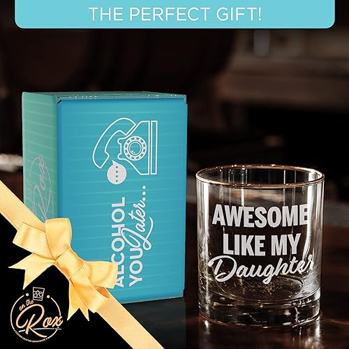 Miniatura 4 de Regalos de whisky para papá, vaso de whisky grabado "Awesome Like My Daugther" de 11 onzas, regalos del día del padre, regalos de cumpleaños para