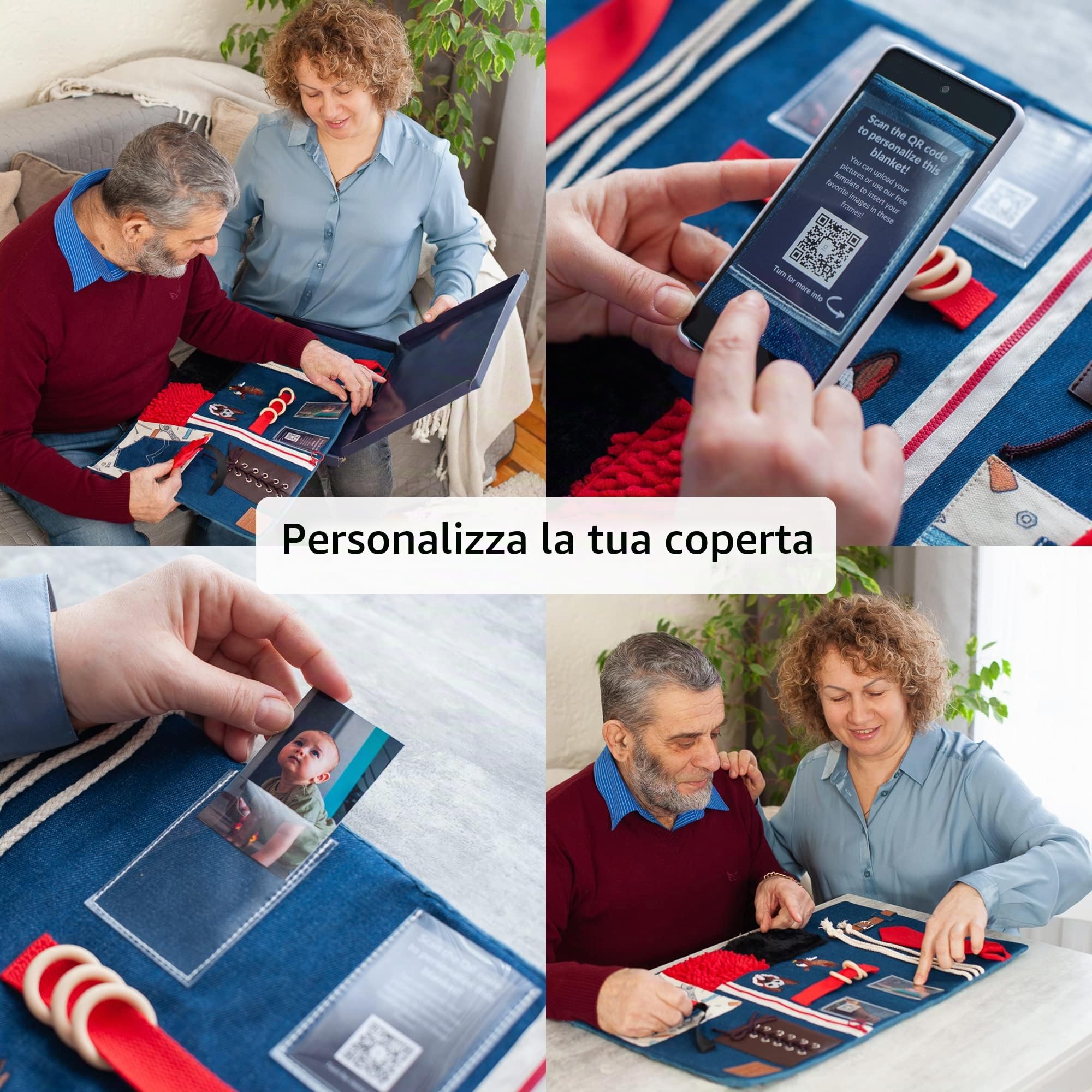 Coperta Sensoriale Per Demenza Senile | Attività Calmanti E Rassicuranti Anziani | Prodotti Demenza Senile Per Anziani | Fidget Blanket | Ideale Per Alzeheimer, Demenza, Asperger, Autismo, Ansia