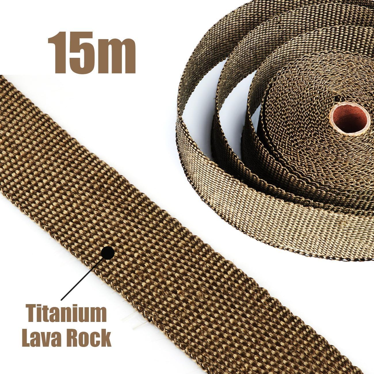 Nastro Termico Isolante in Fibre di Titanio 15Mx5cm per Vano Motore Tubi di Scarico + Fascette Acciaio Inossidabile