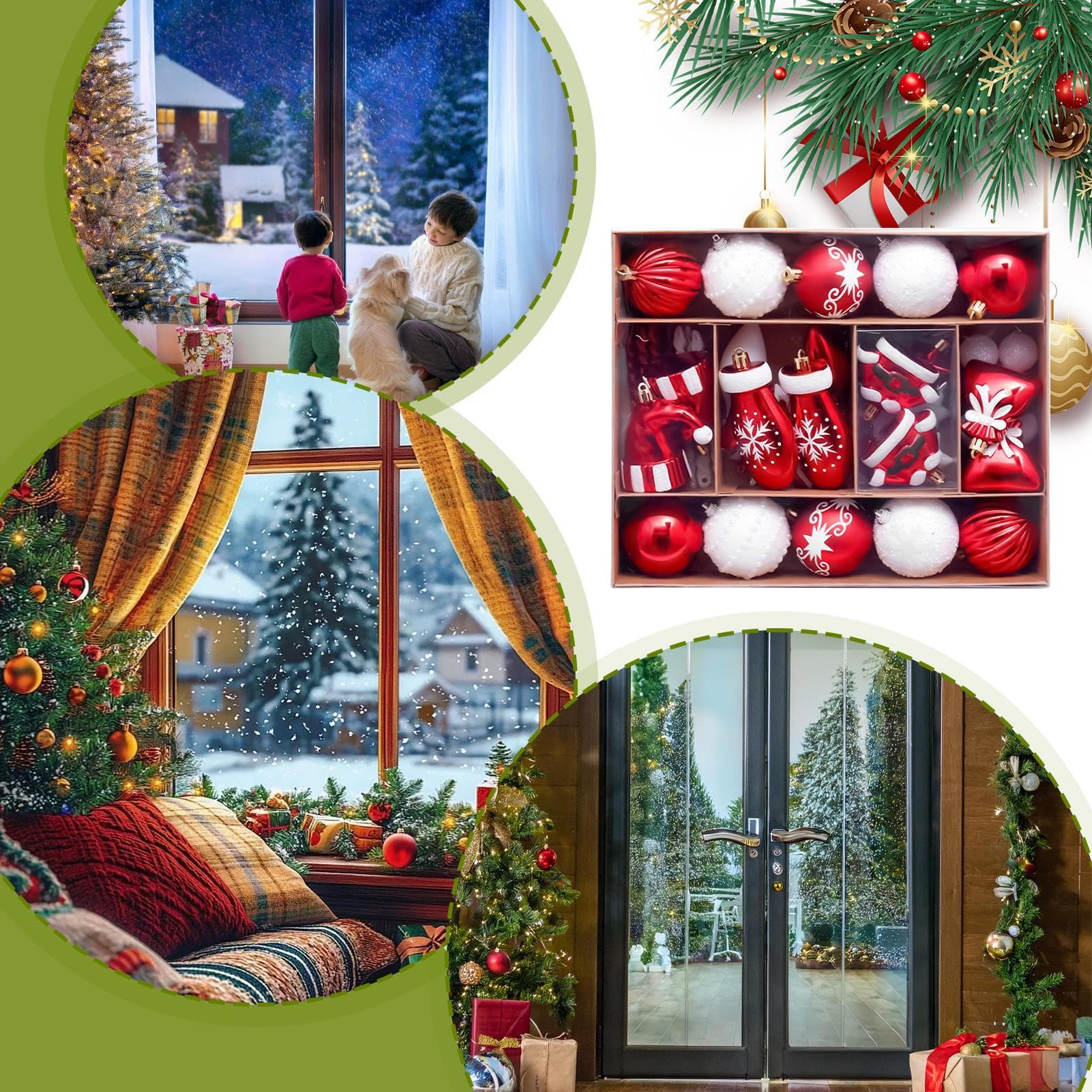 Set di ornamenti natalizi infrangibili palle ornamenti