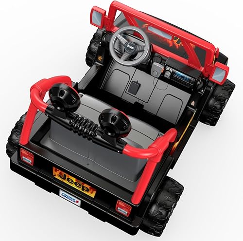 Miniatura 9 de Power Wheels - Juguete montable Jeep Wrangler Tough Talking con sonidos y micrófono, juguete preescolar, tracción multiterreno, 2 asientos, negro y