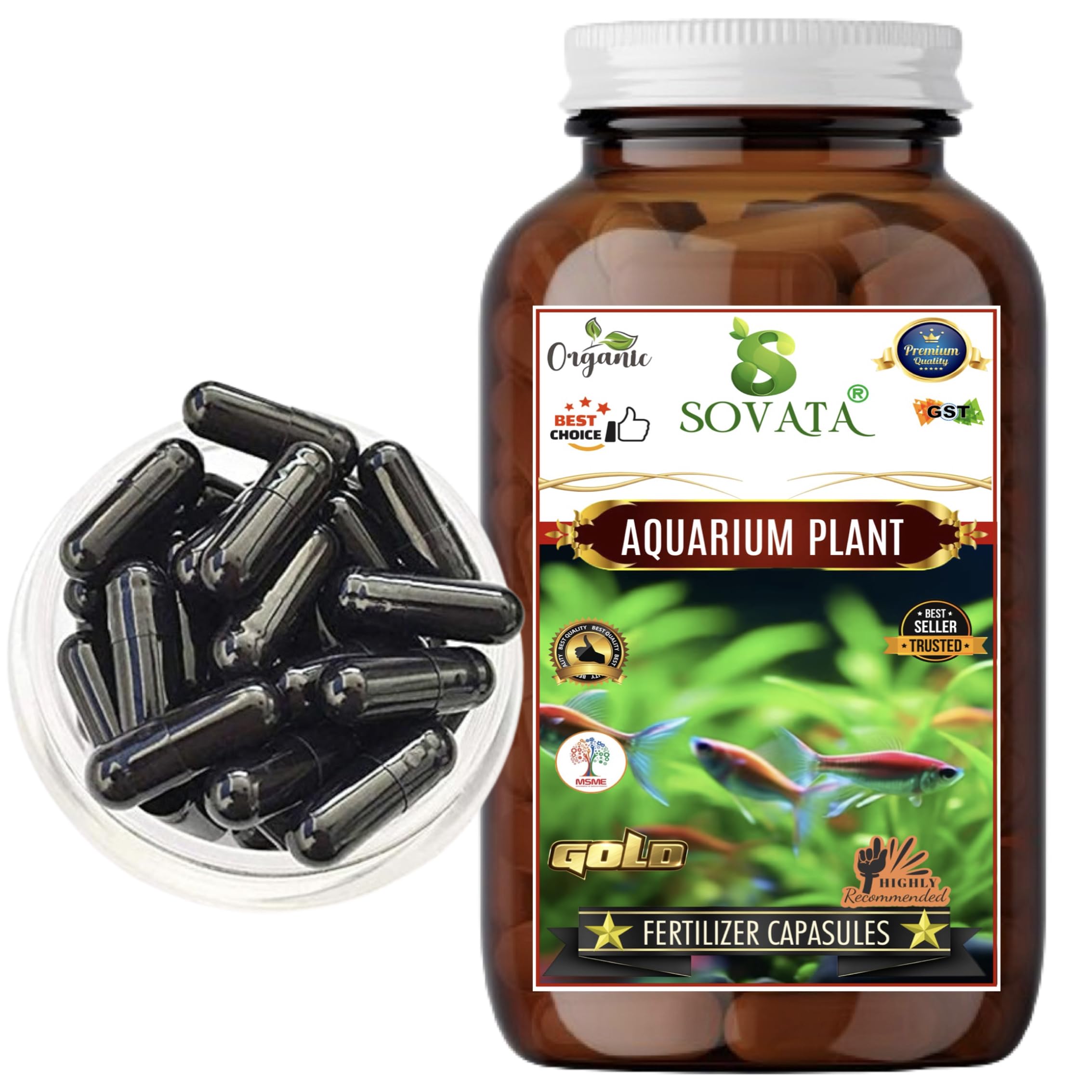 Aquarium Plant Fertilizer Capsules (51 no's), for Overall Healthy Growth of Aquarium Plants and Beneficial for Fishes, Tortoise and Water Creatures.