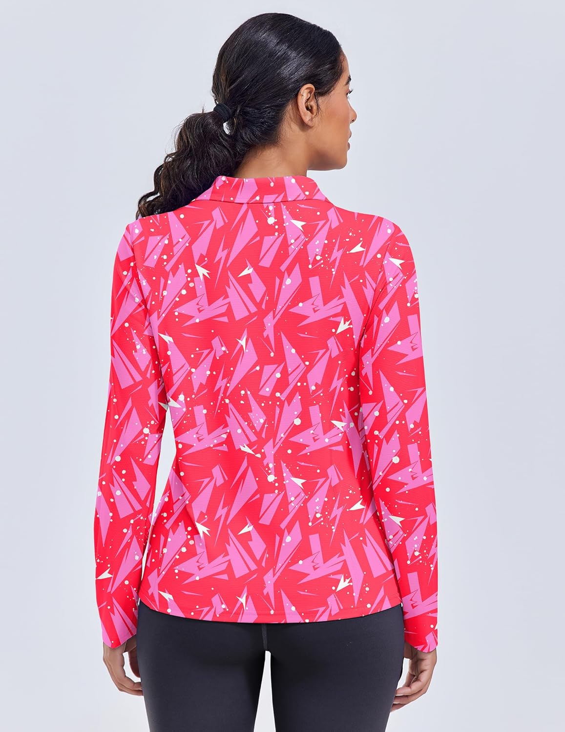 PINSPARK Long Sleeve Shirts for Women UPF 50+ Sun Shirt Workout Tops Quick Dry V Neck Athletic Running Hiking Golf Polo S-3XL - Image 2