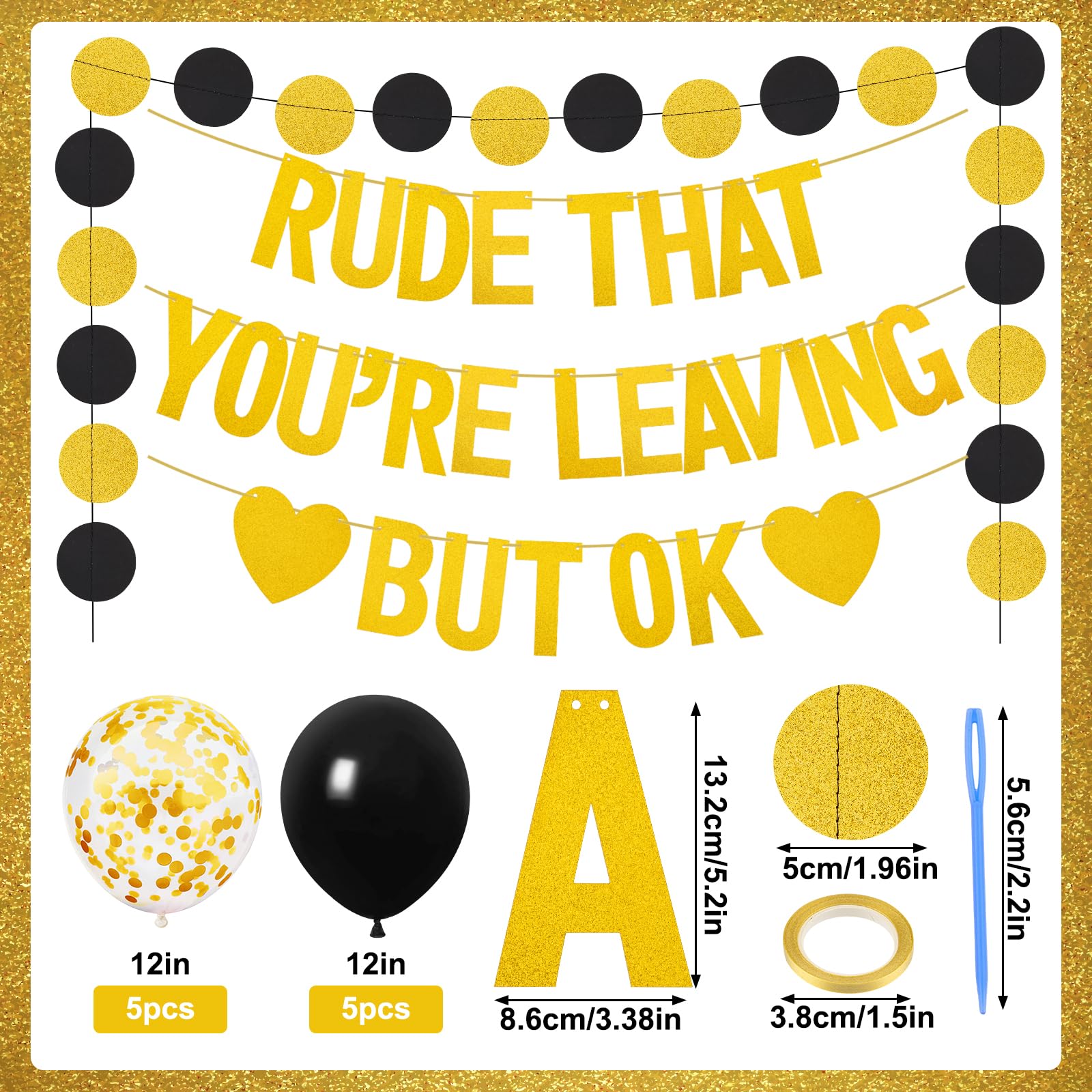 Rude That You're Leaving But OK Banner Funny Leaving Decorations for Colleagues Retirement Party Decoration Glitter Garland Balloons Banner Office Coworker Goodbye Party Leaving Job Decorations - Image 2