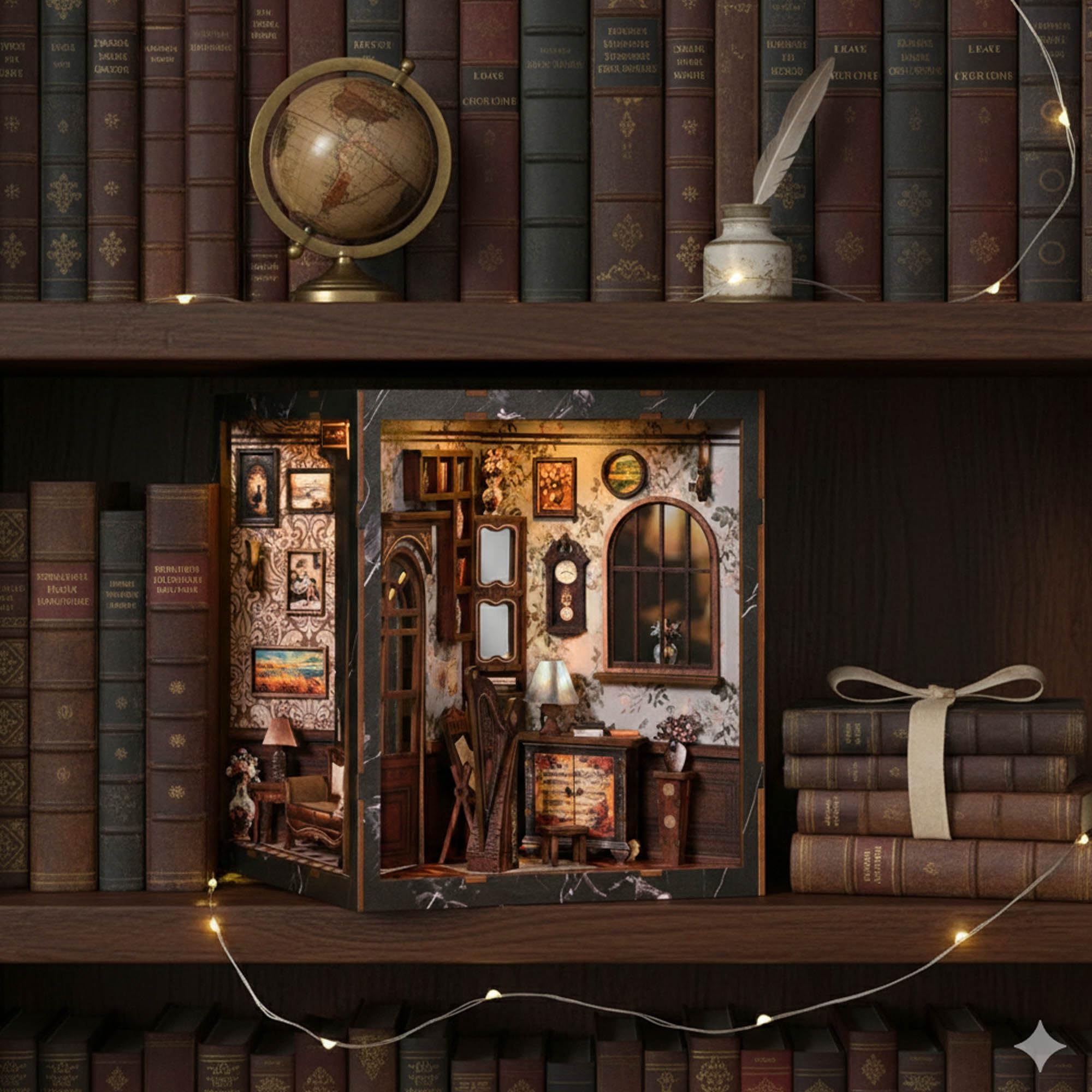 Book Nook Cube Nook Multidimensionnel – Diorama DIY à Construire 4 Univers – Décoration Bibliothèque Originale avec LED
