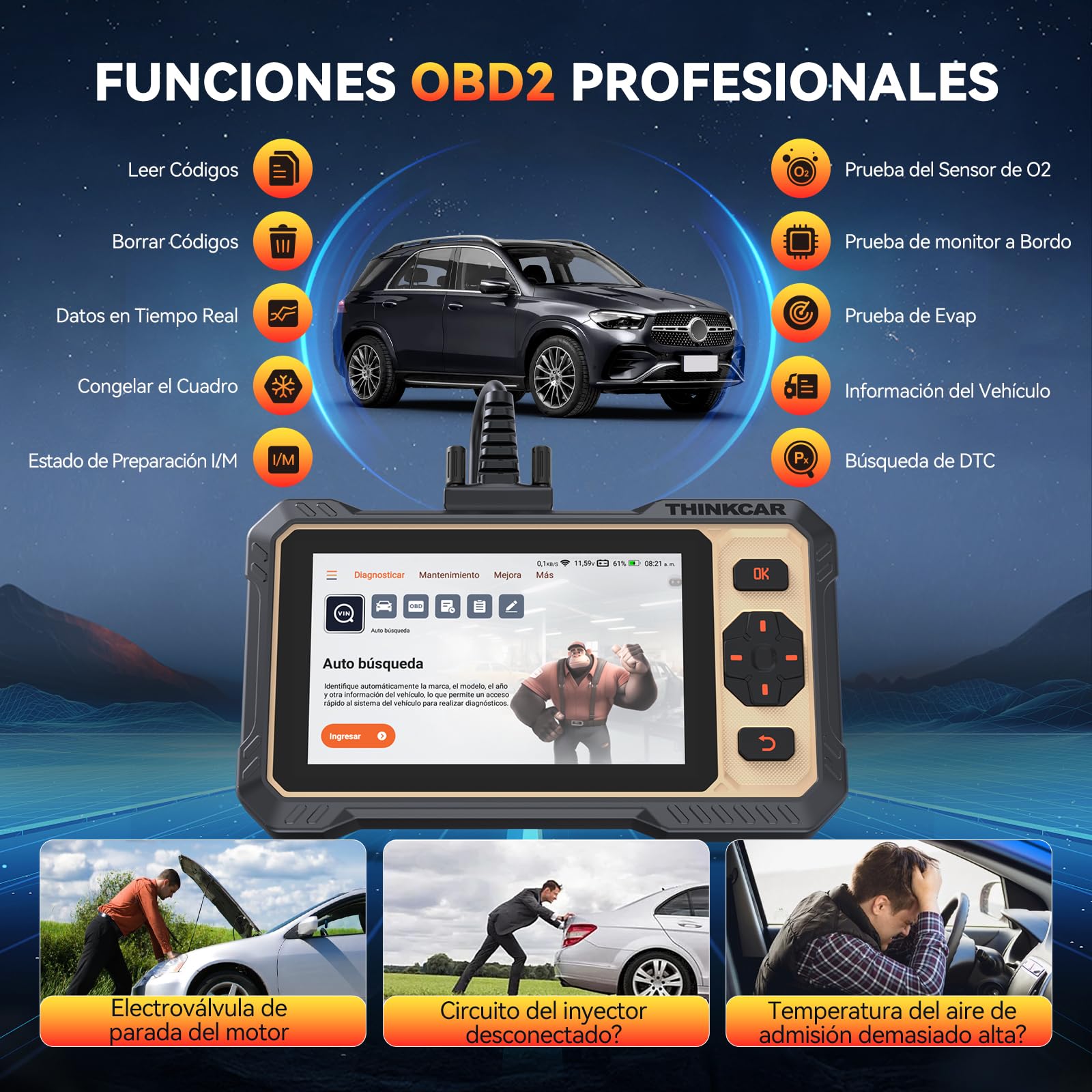 THINKCAR OBD2 Diagnosis, ThinkScan 662 Diagnosis Coche Multimarca de 4 Sistema(ECM/TCM/SRS/ABS), Diagnosis Coche con 12 Funciones de Reinicio/Vin Automático/Prueba Activa-Actualización Gratuita | THINKCAR OBD2 Diagnosis, Diagnosis Coche con 12 Funciones d