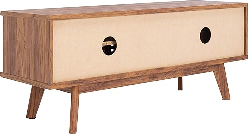 Miniatura 5 de SAFAVIEH Home Collection Aurelio - Soporte multimedia para TV de nogal con 2 estantes (hasta pantalla plana de 50 pulgadas)