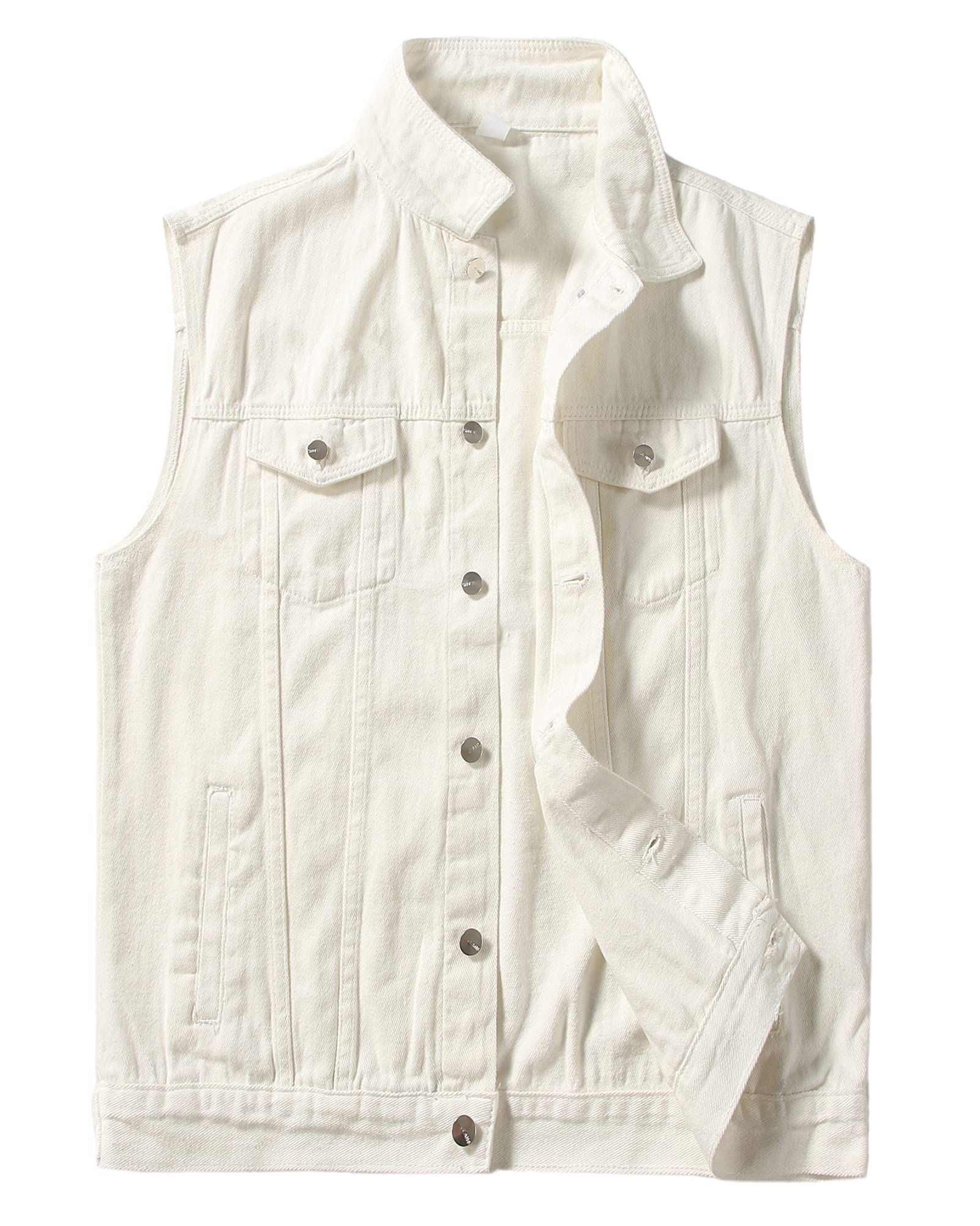 PRIJOUHE Denim Vest Men Plus Size Motorcycle Jean Vest Sleeveless Jacket