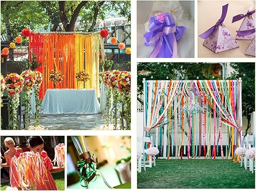 Miniatura 7 de Cinta de satén amarilla de doble cara de 1 pulgada para boutique de flores, cinta para envolver regalos, 0.984 in, 100 yardas, cinta de seda para