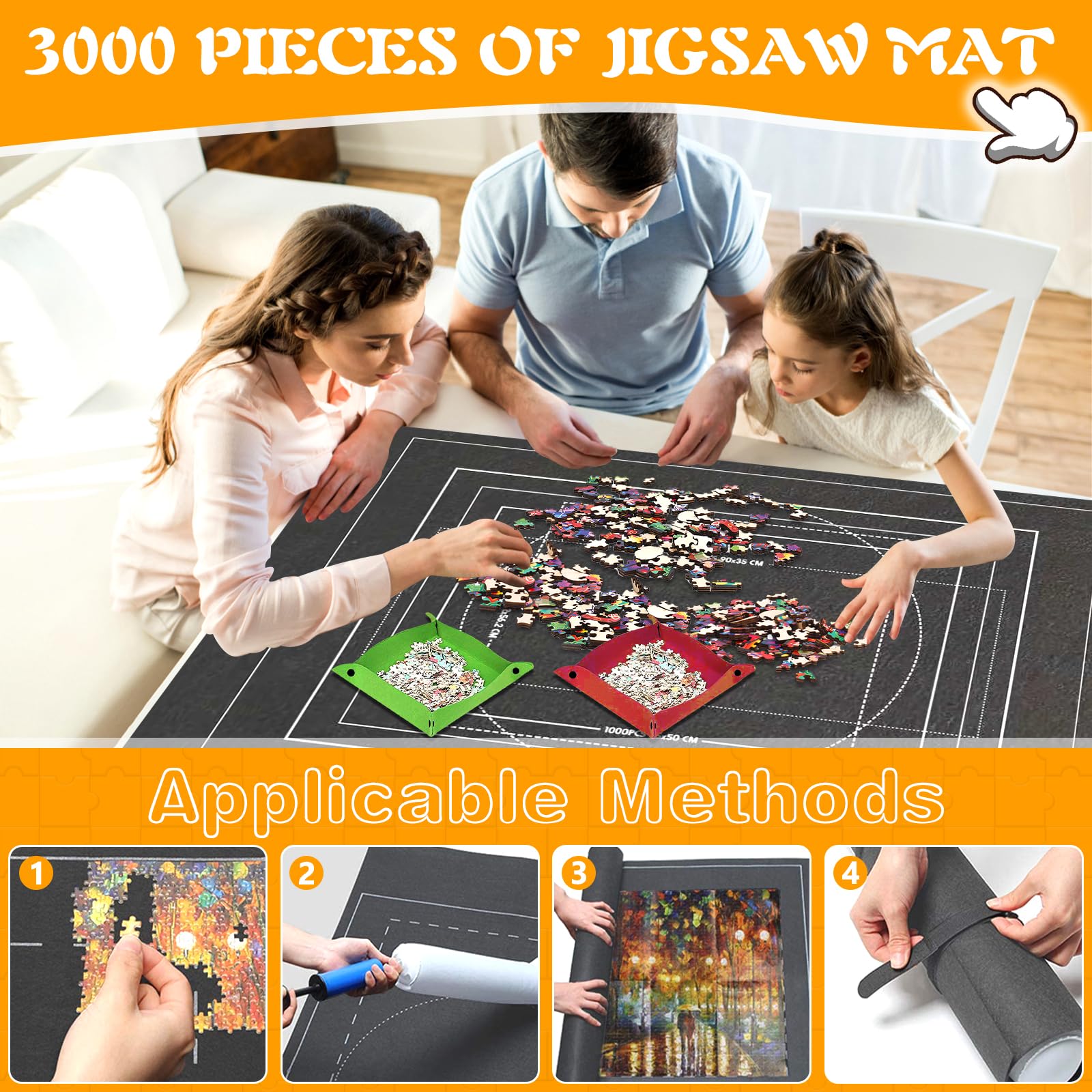 RISVOWO Puzzelmat, puzzelmat, rolopslagmat voor maximaal 1500