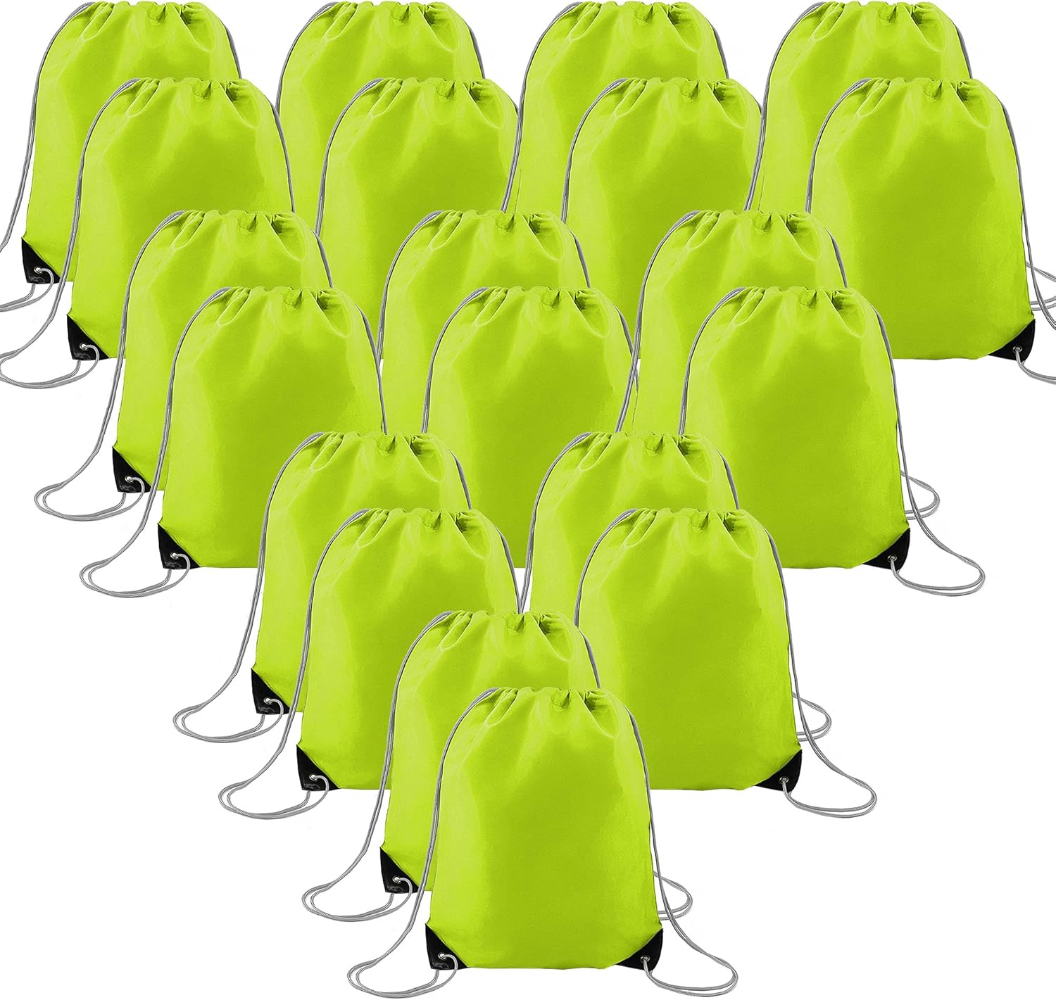 BeeGreen Green Drawstring Backpack Bags 20 pieces Cinch Bags Bulk Heavy Duty String