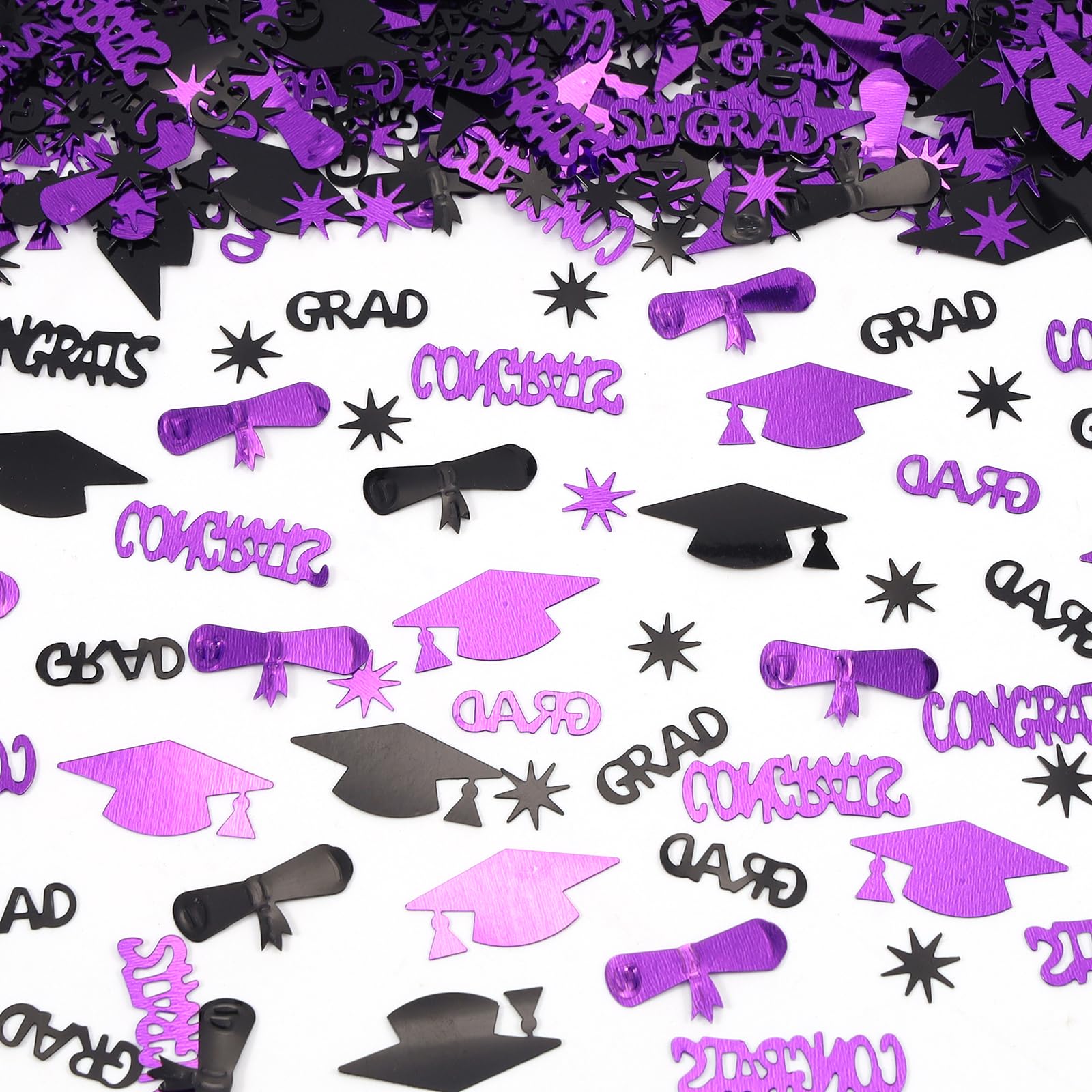 Purple and Black Graduation Confetti 2026, 1000 Pcs Class of 2026 Table Centerpiece Grad Confetti for 2026 Graduation Party Decorations Supplies