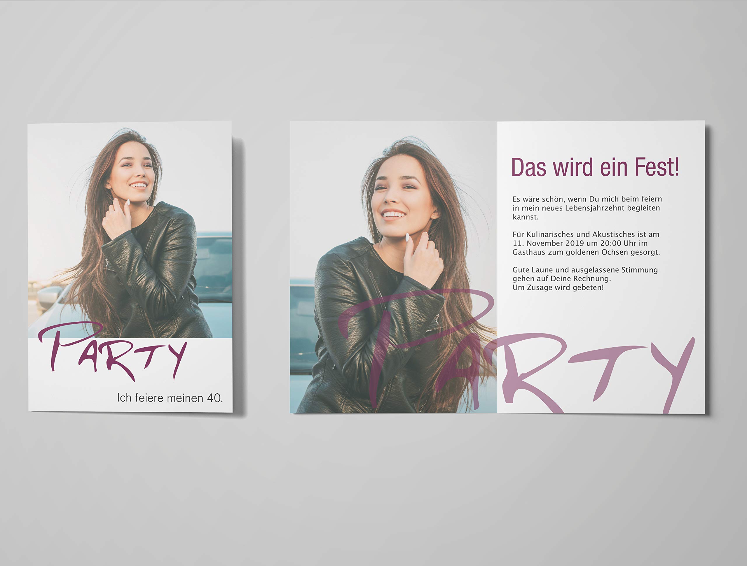 Einladungskarten zum Geburtstag (30 Stück) Einladung zum runden Geburtstag alle Jahre (Lila) Party