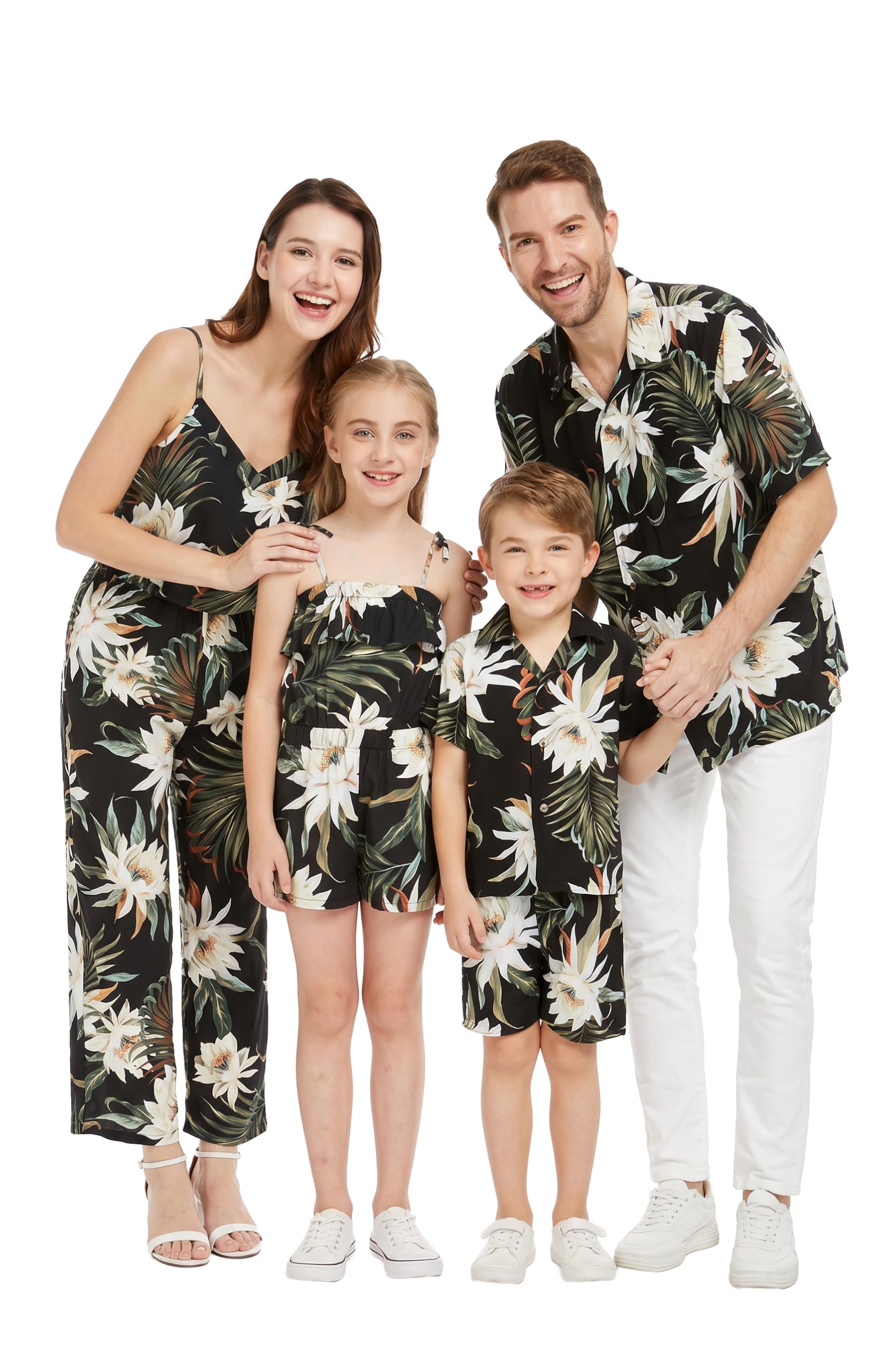 Family Matching Hawaiian Clothes, Wispy Cereus Black