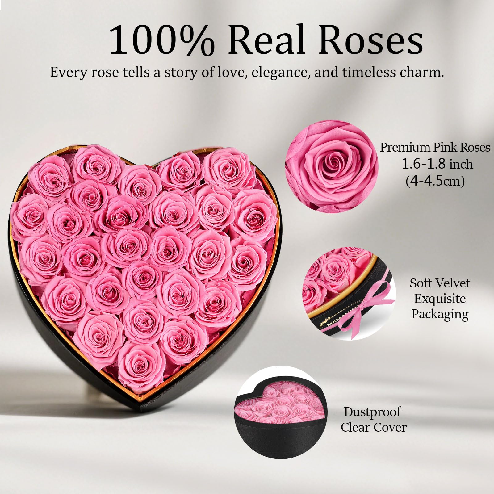 Amazon | MAMAMIKO 27 プリザーブドローズ ハート型ギフトボックス