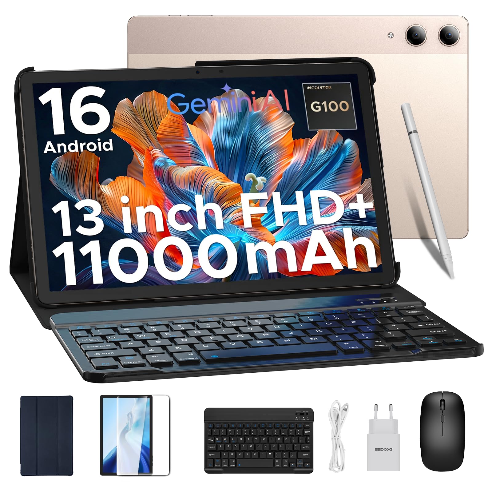 DOOGEE Tab E3 Pro Android 16 Tablet 13 Pulgadas con Teclado, 32GB+