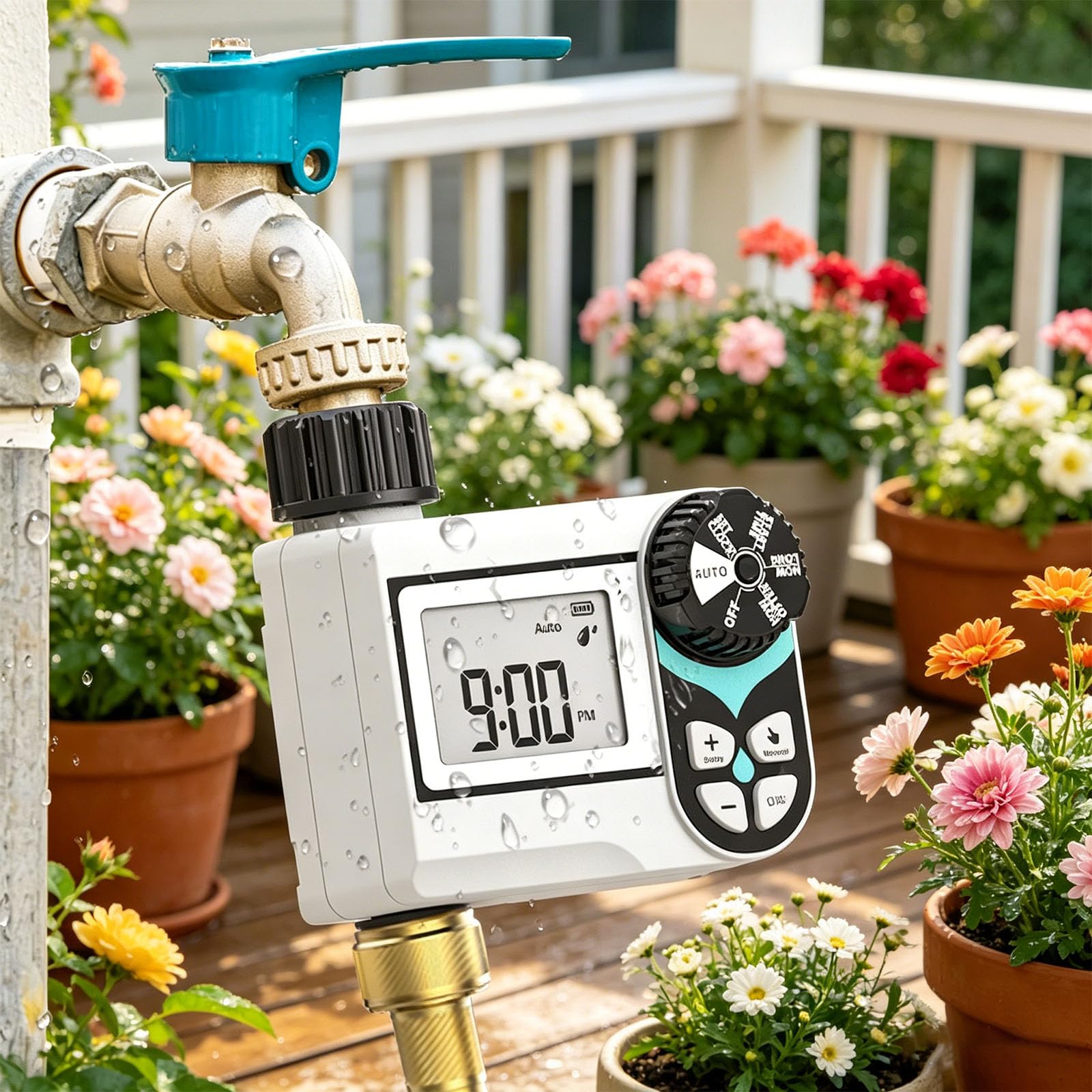 Intelligenter Schlauch Timer mit Regenverzögerung, Messingkonstruktion für Gartenbewässerung, programmierbare Wasseruhr, automatische Pflanzenbewässerung, Strukturtropfen, Bewässerungsuhr,