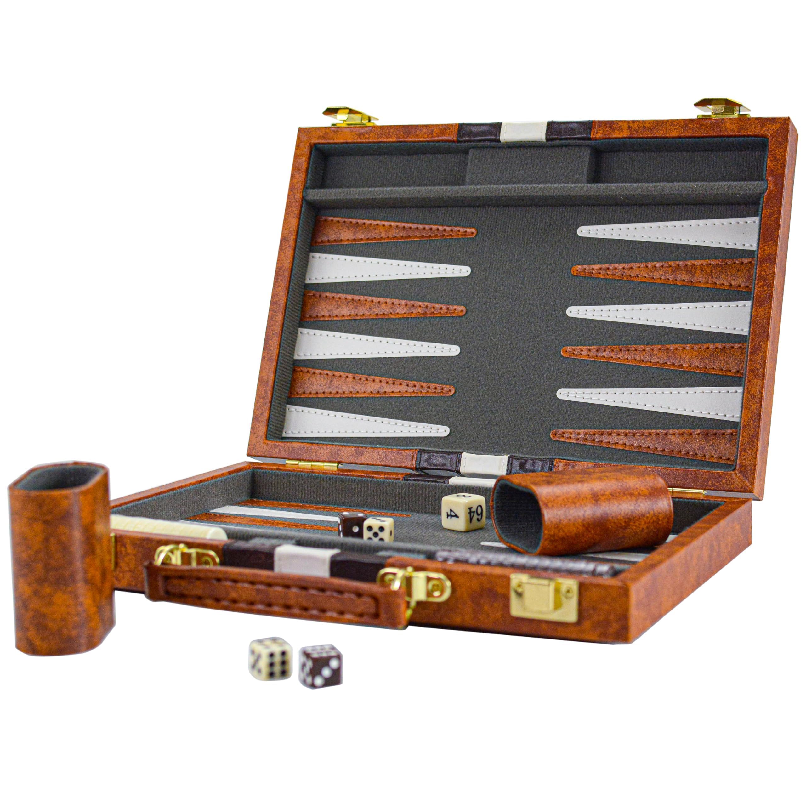 Backgammon Set 11" Klassisches Backgammon Koffer Brettspiel für Erwachsene und Kinder (Braun 11 Zoll)