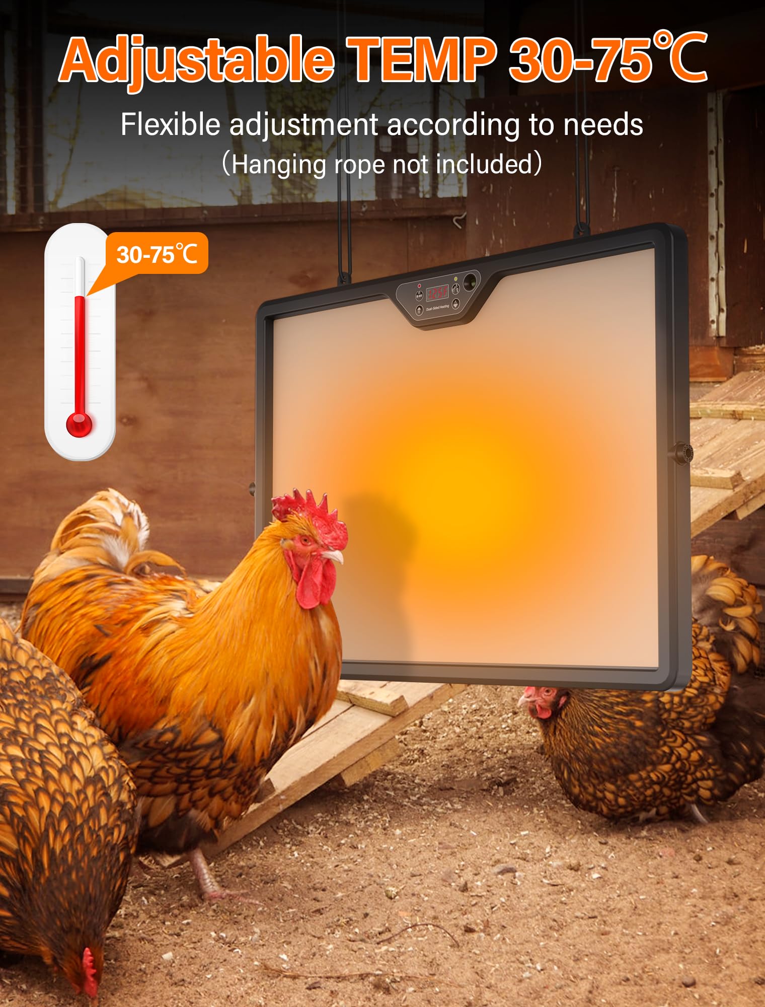 Heizungen für HüHnerstäLle, 35℃-75℃ Wärmeplatte Küken, Hühnerstall Heizung für 360° Drehung, für Hühner, Kätzchen, Welpen, Haustiere