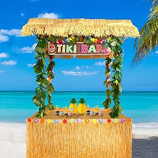 Auihiay 50PCS Tiki Bar Hut Kit, Tiki Hut Decoration Includes Tiki Bar, B...