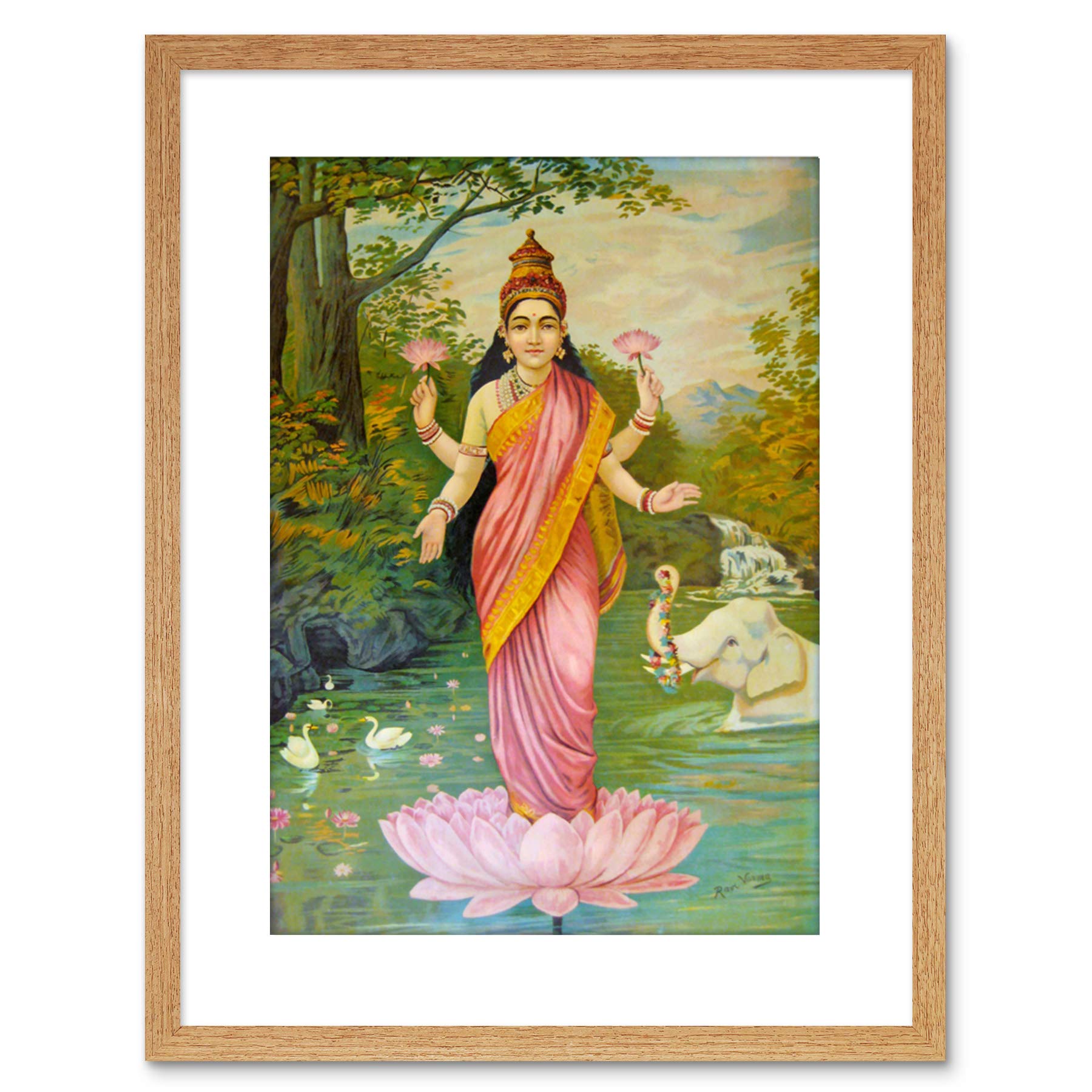 Wee Blue Coo PAINTING VARMA GODDESS LAKSHMI 9x7 FRAMED ART PRINT F97X12882