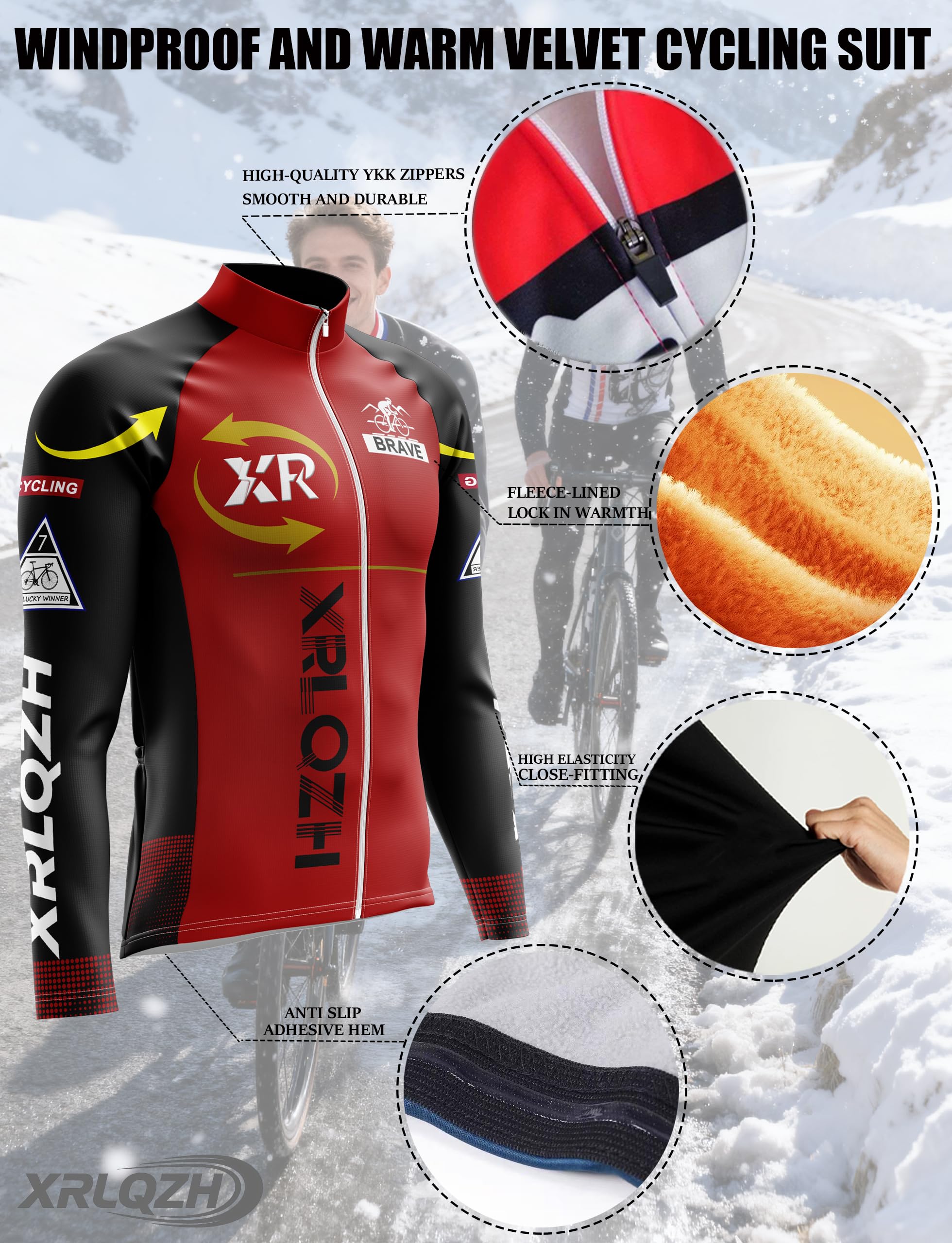 Maillot Ciclismo Hombre Invierno Ropa Bicicleta+ Culottes Bici 9D Gel Equipos Conjunto Ciclismo Manténgase abrigado Traje de Ropa de Bicicleta de Montaña MTB Ciclista