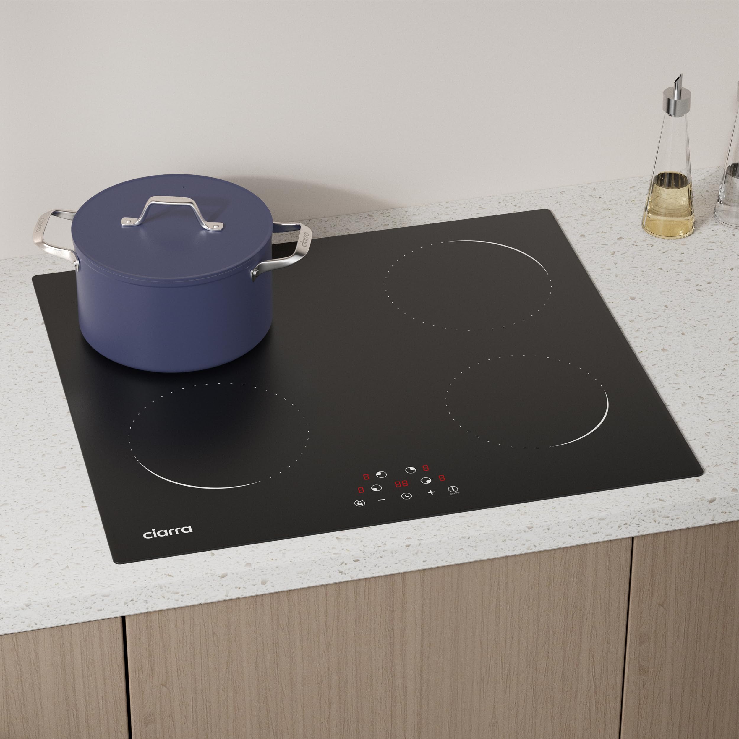 CIARRA Piano Cottura in Vetroceramica, 4 Fuochi Piano Induzione, Comandi Touch con 9 Livelli di Potenza, Timer, 59cm, CABBIH4-C