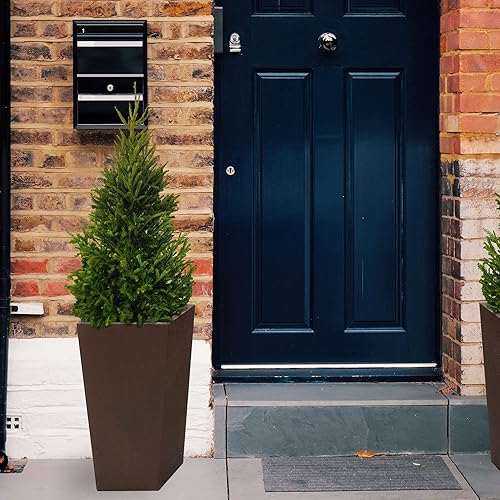 Miniatura 4 de Luxenhome - Macetas de piedra, macetas grandes para plantas de interior y exterior, maceta de 24 pulgadas de alto para porche delantero, macetas,