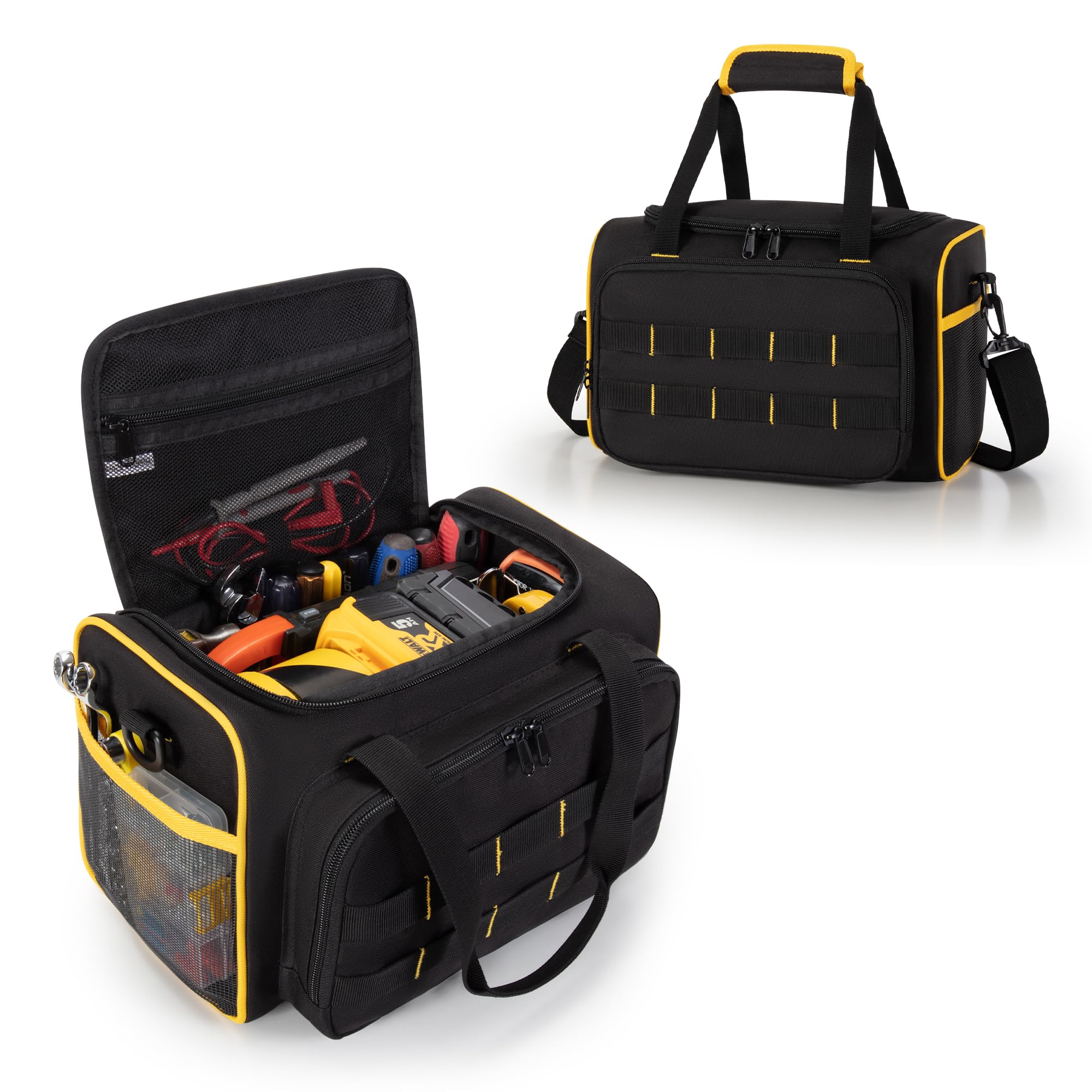 Marscamd 12-inch Tool Bag with Multiple Pockets Heavy Duty Tool Tote for Men Black