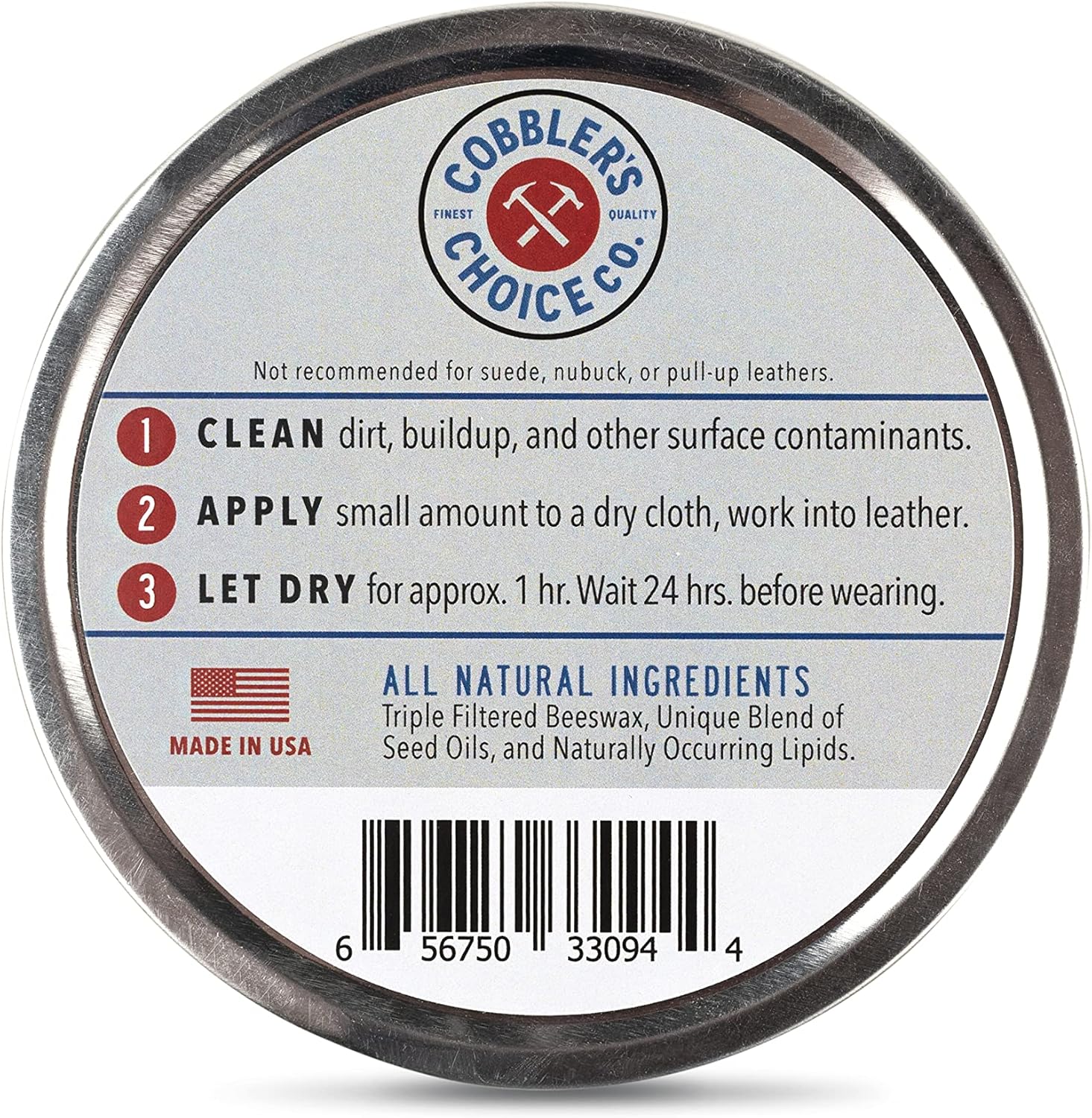 Cobbler's Choice Co. Finest Quality All Natural Leather Cream - Made with Triple Filtered BeesWax