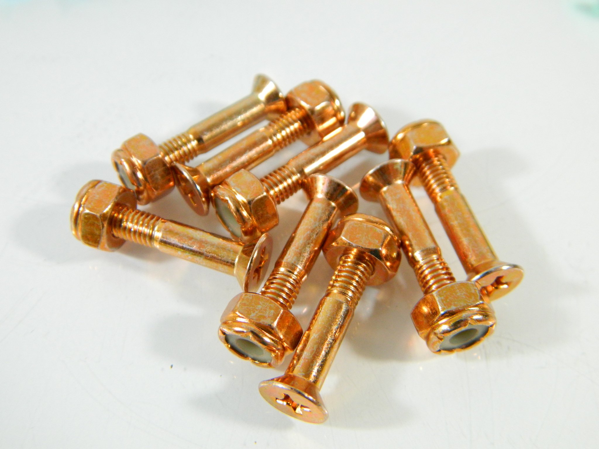 1 Inch Color Skateboard Mounting Hardware Screws Bolts (Chrome Copper)
