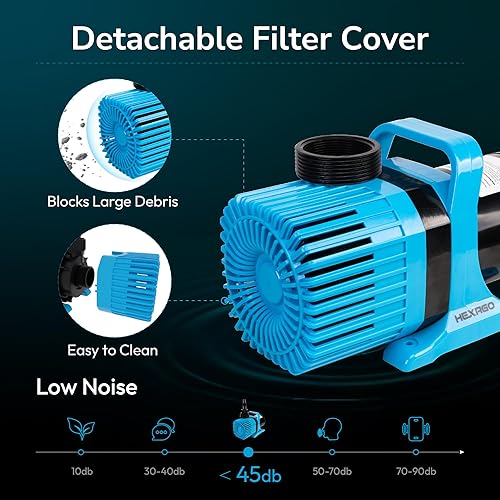 Miniatura 3 de Hexago Bomba de agua sumergible de 8000 GPH, bomba de estanque de agua de 600 W con bolsa de barrera, cable de alimentación de 33 pies, bombas de