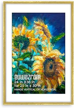 Ornate Gold 24x36 Frame - Single Frame, 24 x 36 Poster Frame with Mat for 20x30, Picture Frames for Artwork, Puzzles, Photos and Movie Posters