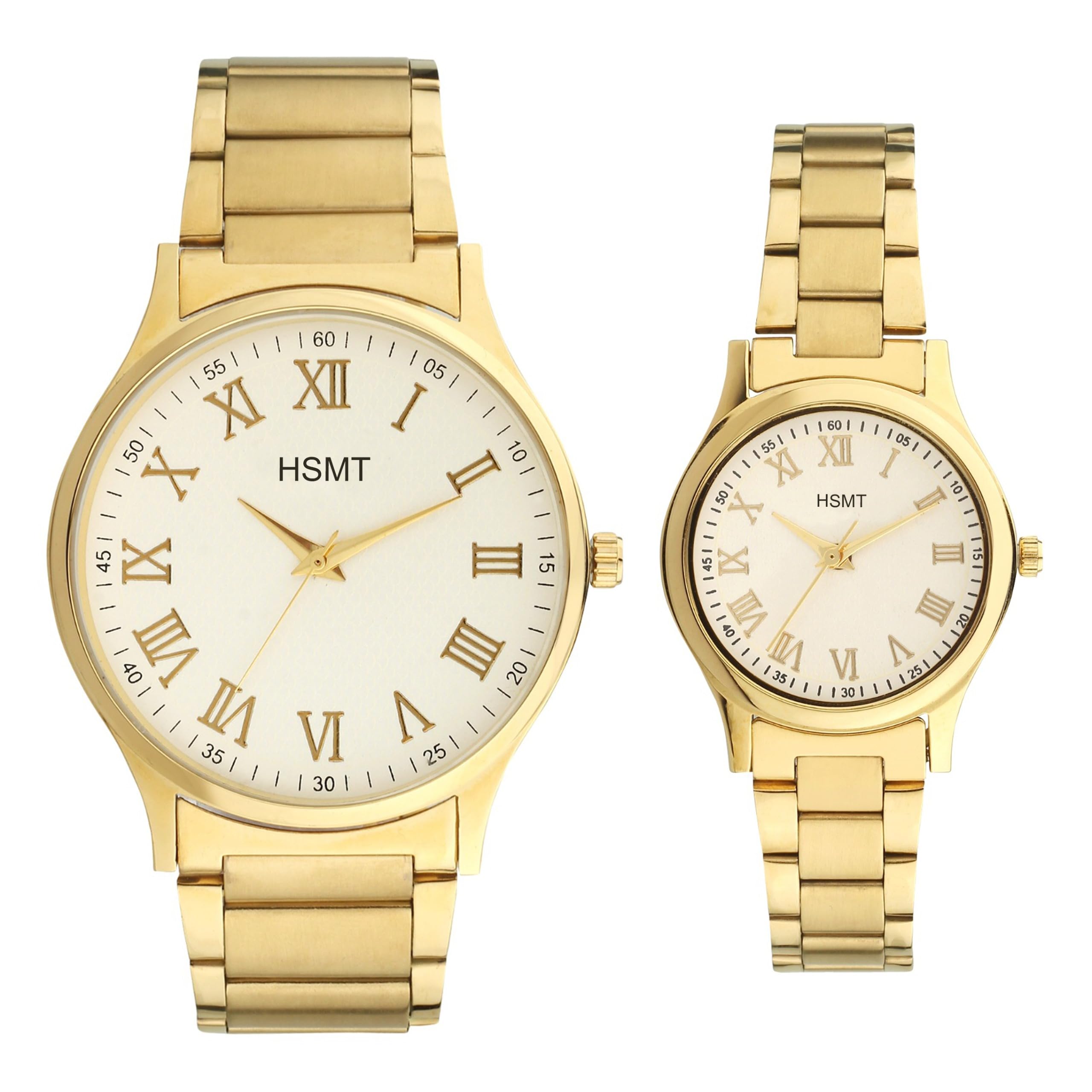 hsmt Golden Premium Analogue Couple HSMT-02 Gold Watch (White Dial Multicolour Colored Chain) (Pack of 2) (B0CF72HD3V) Amazon Price History, Amazon Price Tracker
