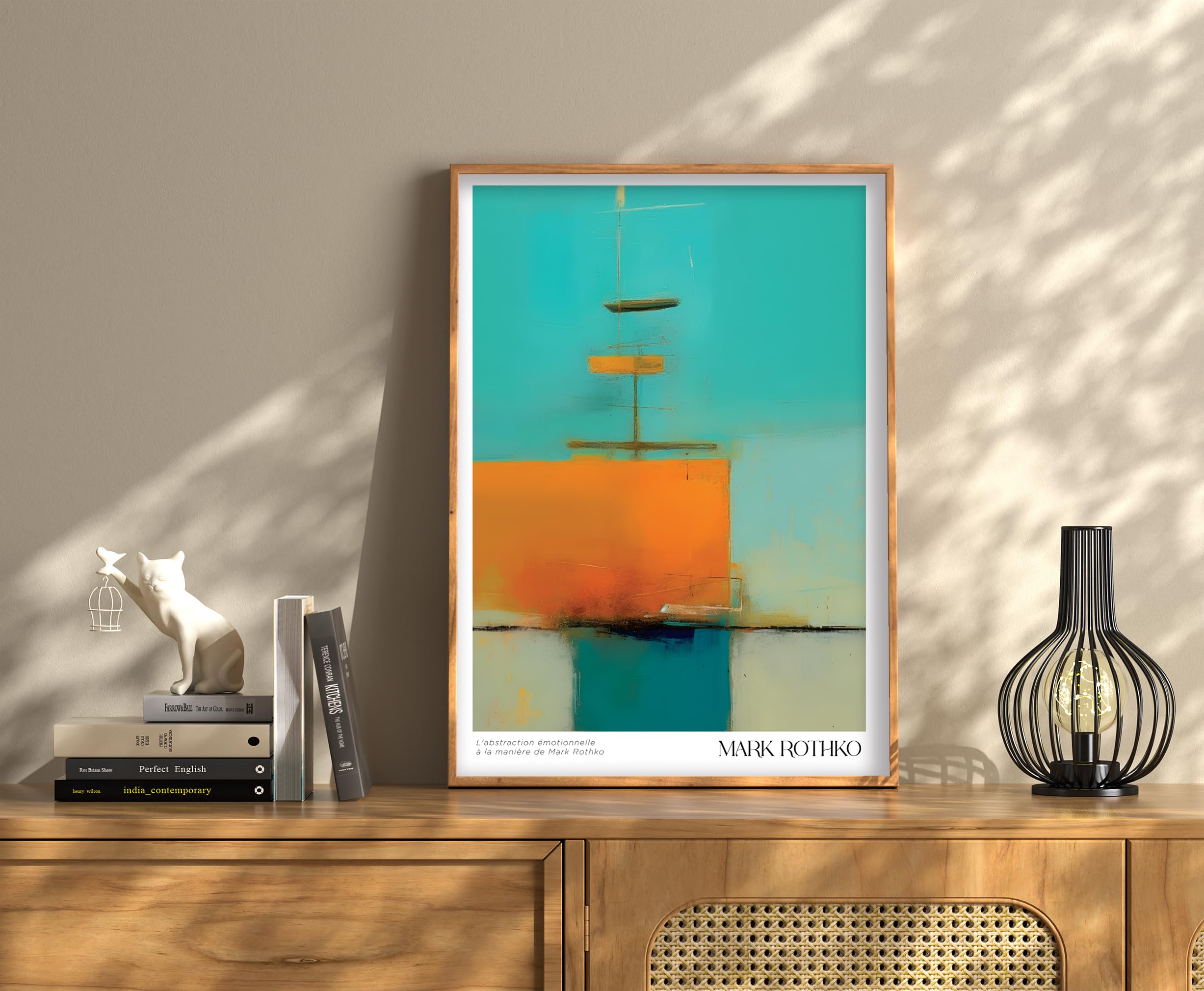 Amazon.co.jp: 色彩の静寂ー ターコイズブルーの絵画 A3 ポスター