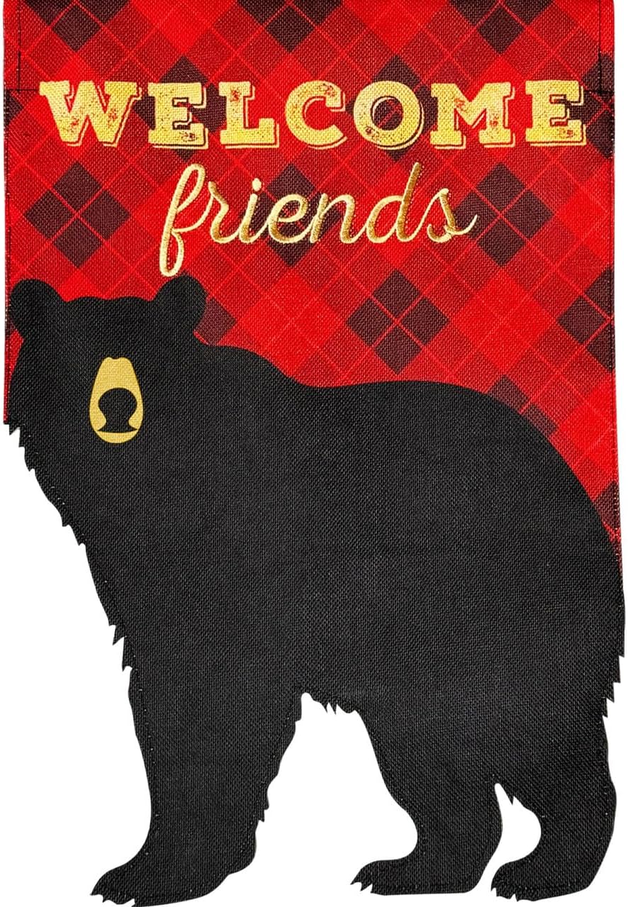 Briarwood Lane Black Bear Burlap House Flag