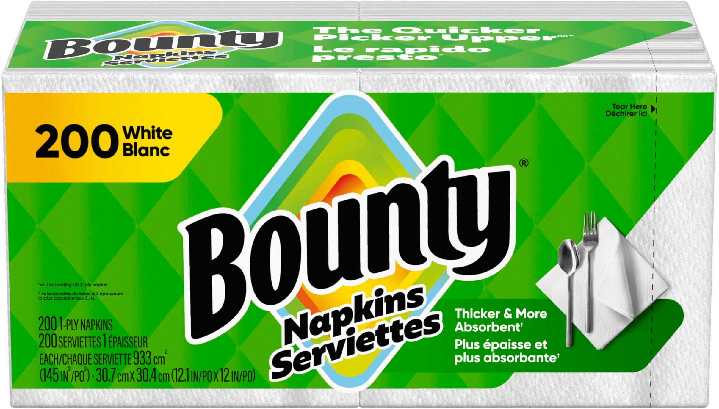 BountyPaper Napkins, White, 200 Count, Packaging may vary